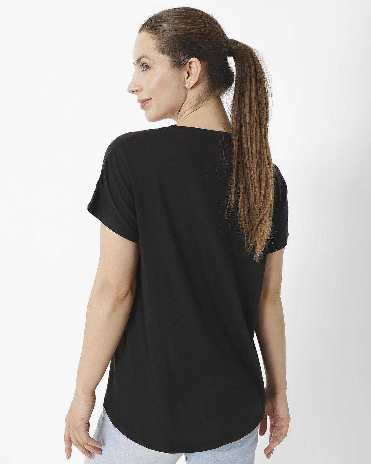 Polera M/C W Slouchy Dolman Tee Negro Mujer-1