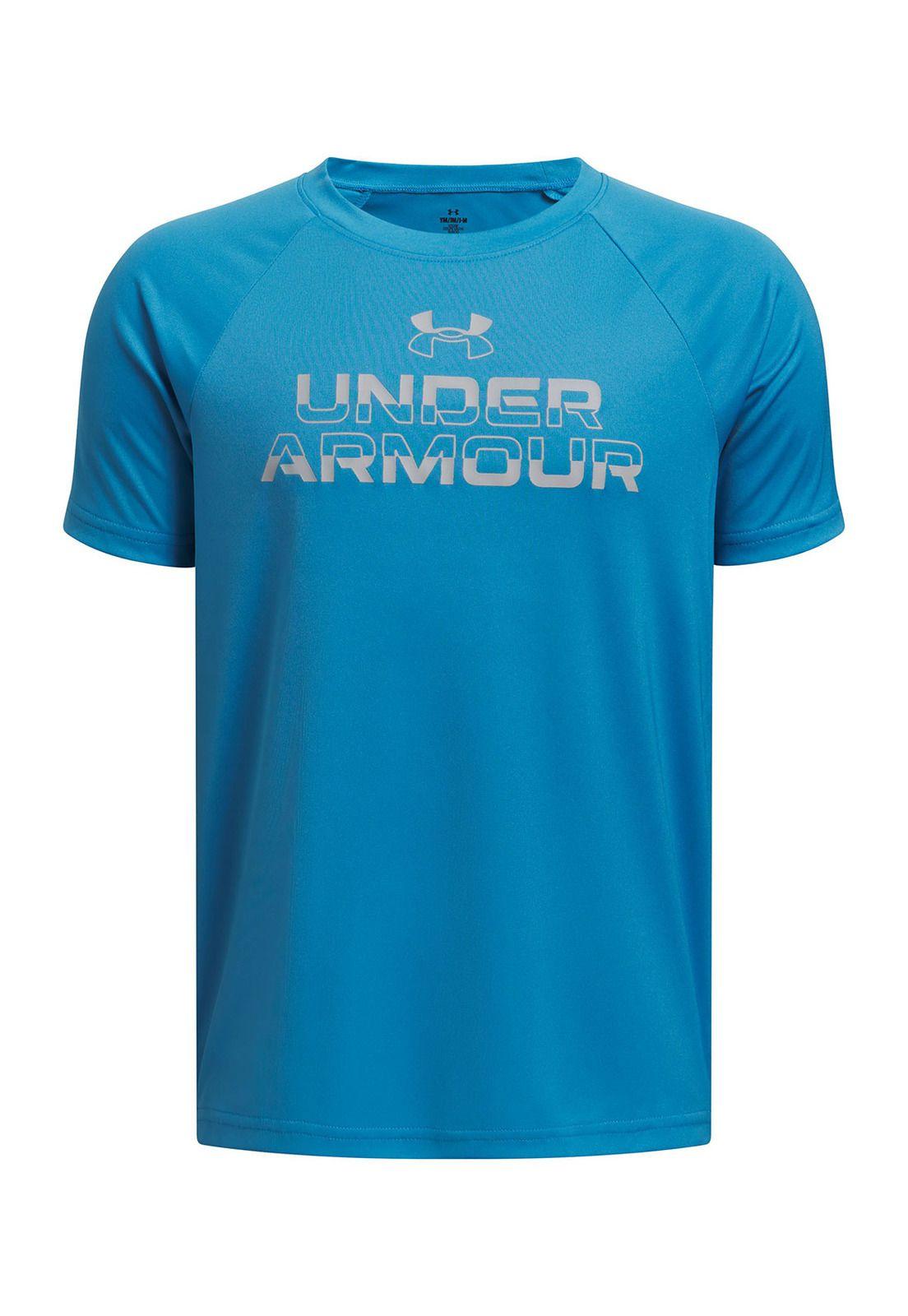 Polera Manga Corta UA Tech Niño Azul-3