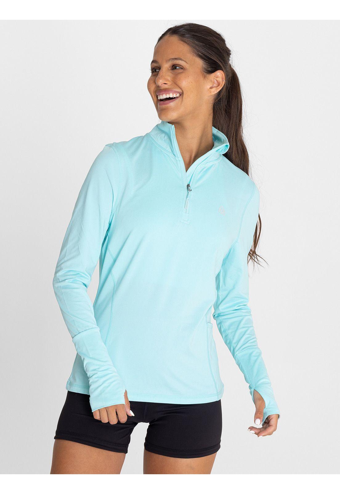Polera primera capa Mujer Half Zip Celeste-0