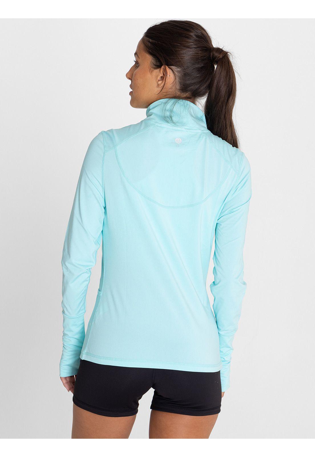 Polera primera capa Mujer Half Zip Celeste-1