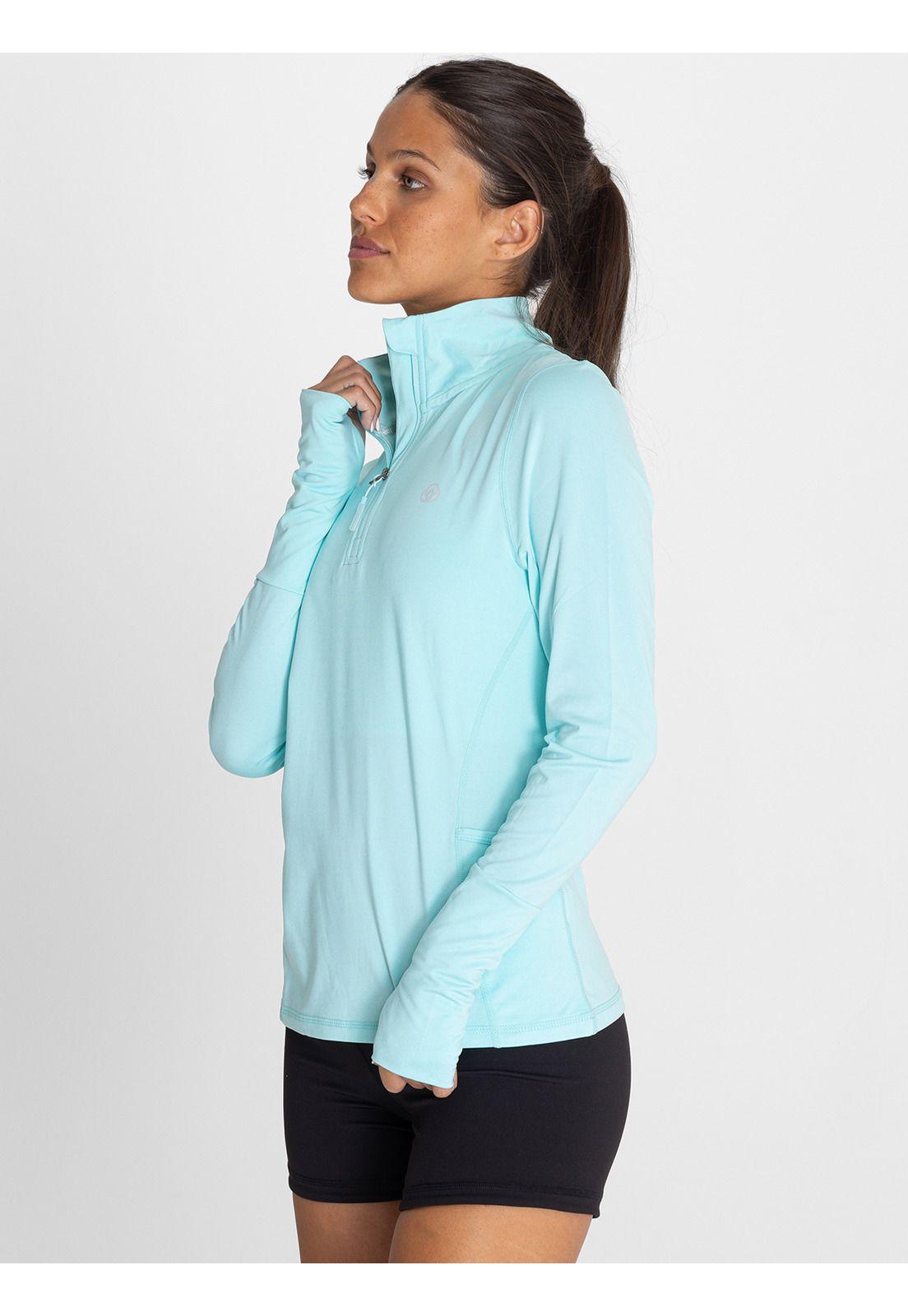 Polera primera capa Mujer Half Zip Celeste-3