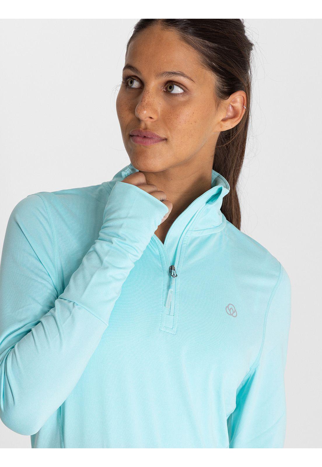 Polera primera capa Mujer Half Zip Celeste-4