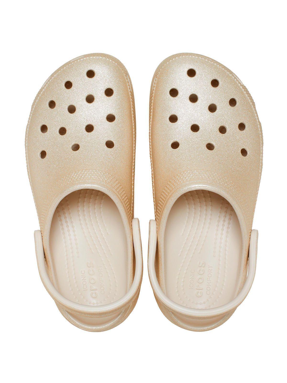 Zueco Mujer Classic Plataforma Glitter Beige-3