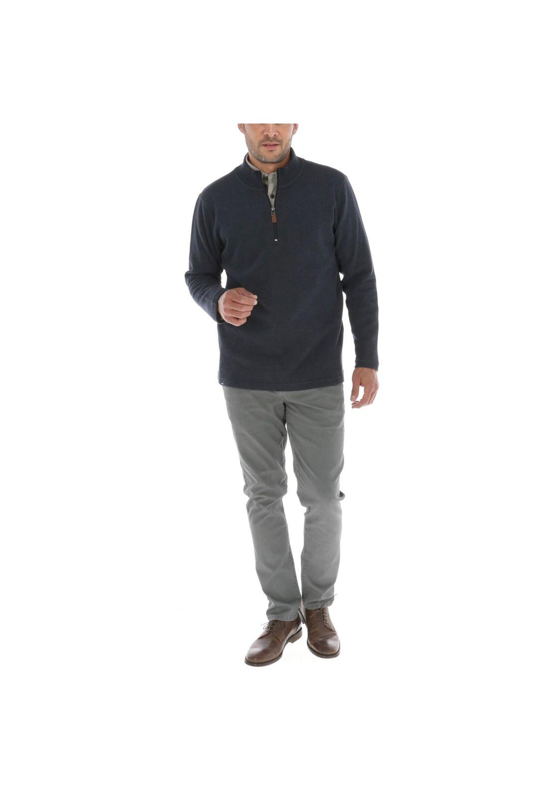 Poleron Hombre Algodón Halfstitch Azul Petróleo-4