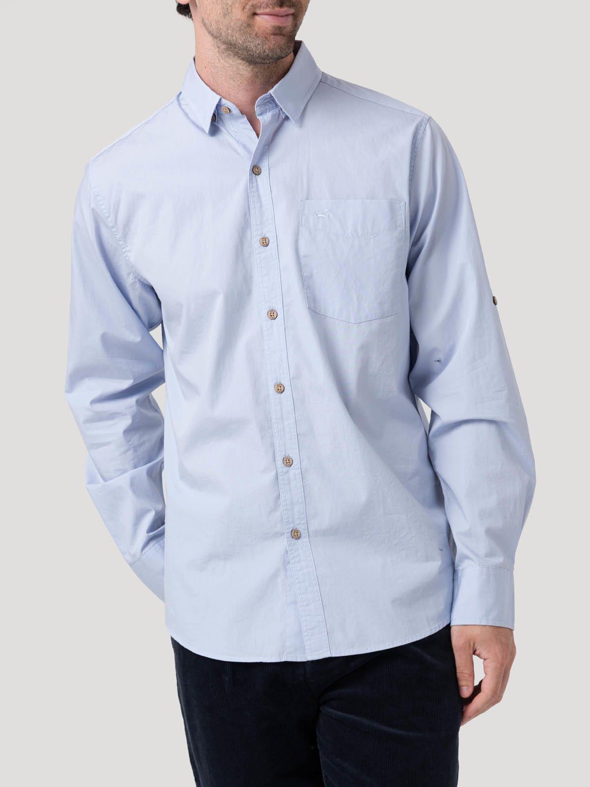 Camisa Algodón Hombre Orgánico Galiton Azul Rockford-4