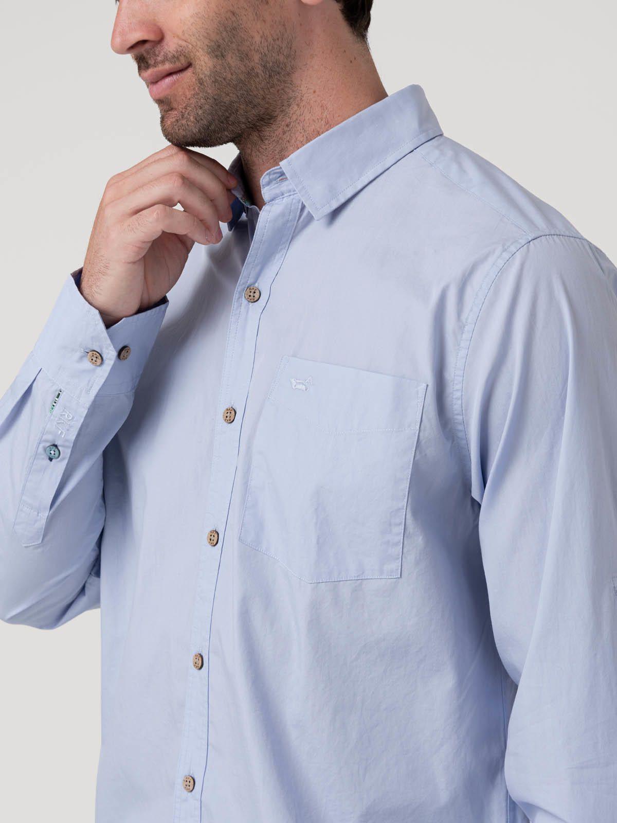 Camisa Algodón Hombre Orgánico Galiton Azul Rockford-6