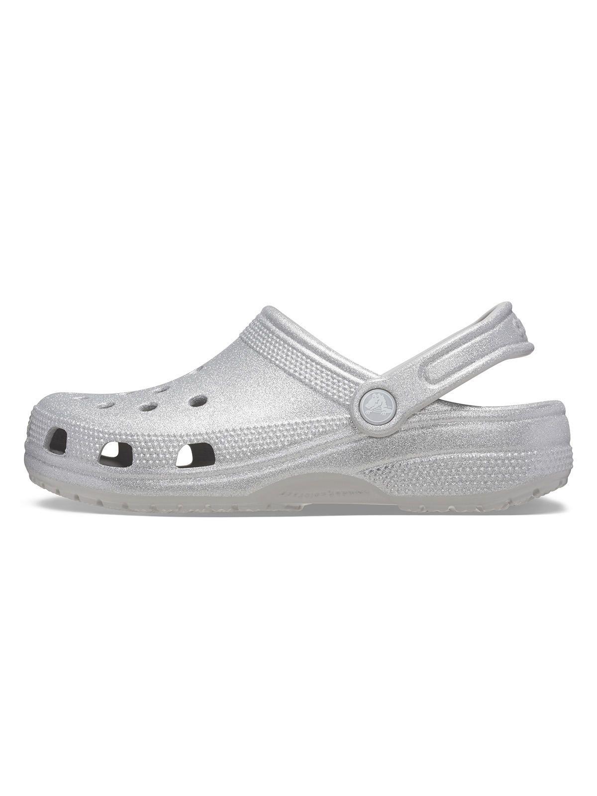 Zueco Crocs Mujer Classic Glitter Clog Plateado-1