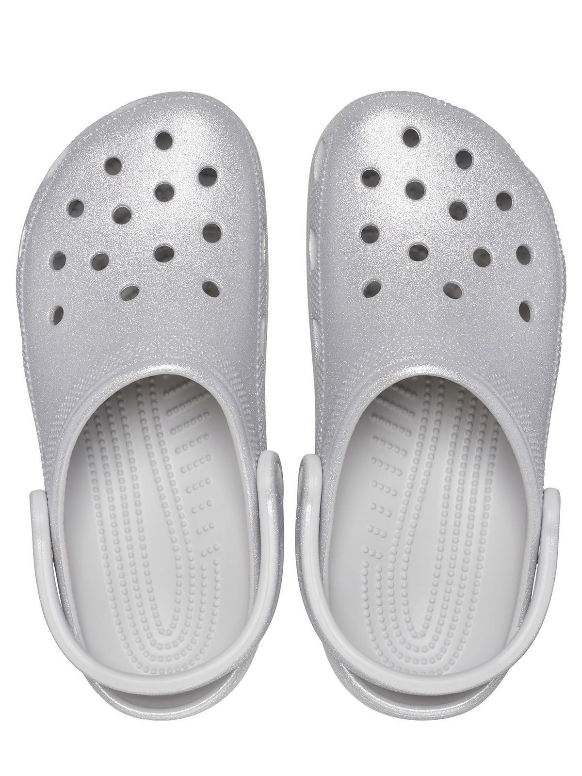 Zueco Crocs Mujer Classic Glitter Clog Plateado-4