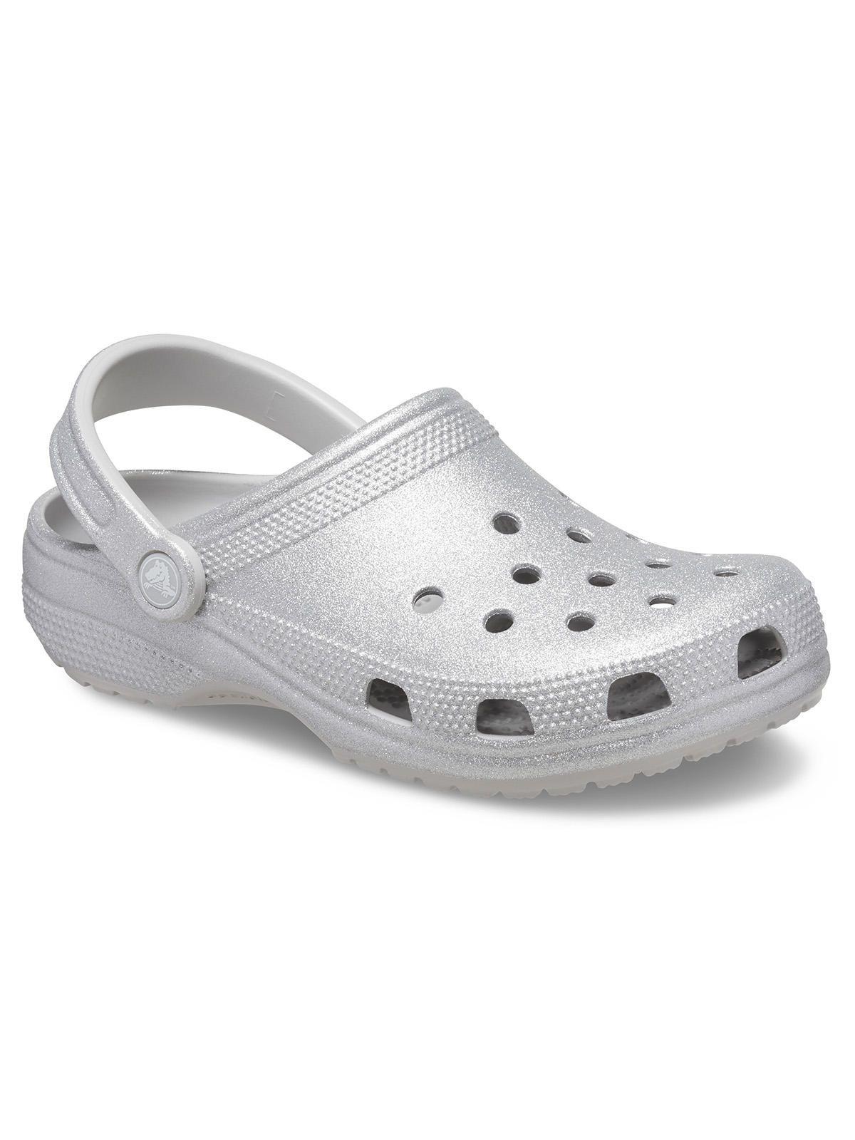 Zueco Crocs Mujer Classic Glitter Clog Plateado-6