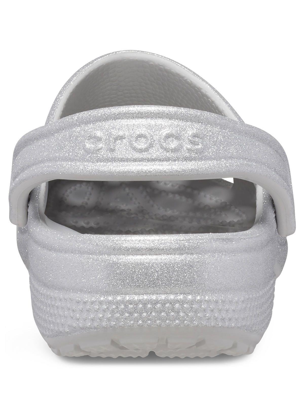 Zueco Crocs Mujer Classic Glitter Clog Plateado-7