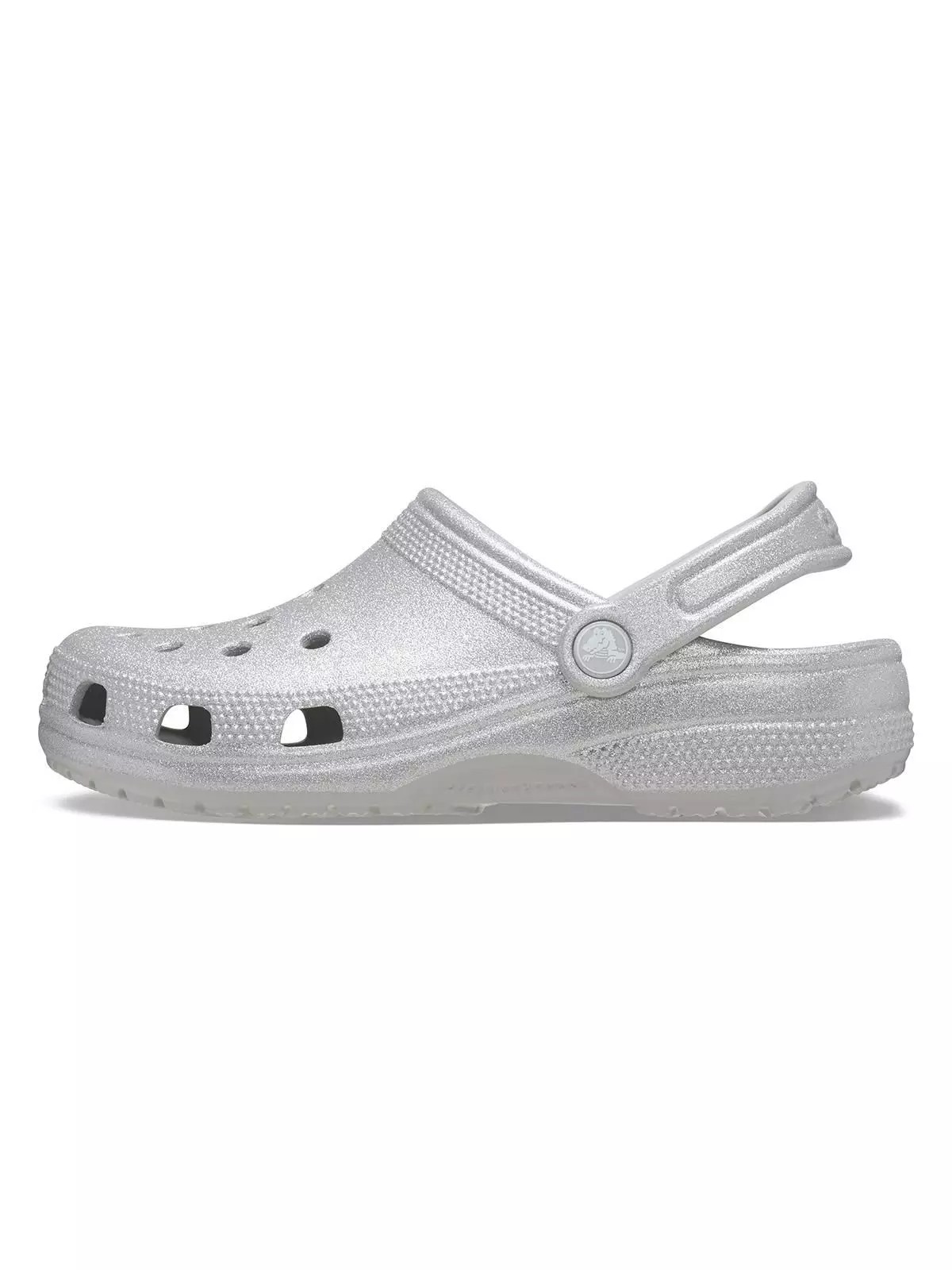 Zueco Crocs Mujer Classic Glitter Clog Plateado-1