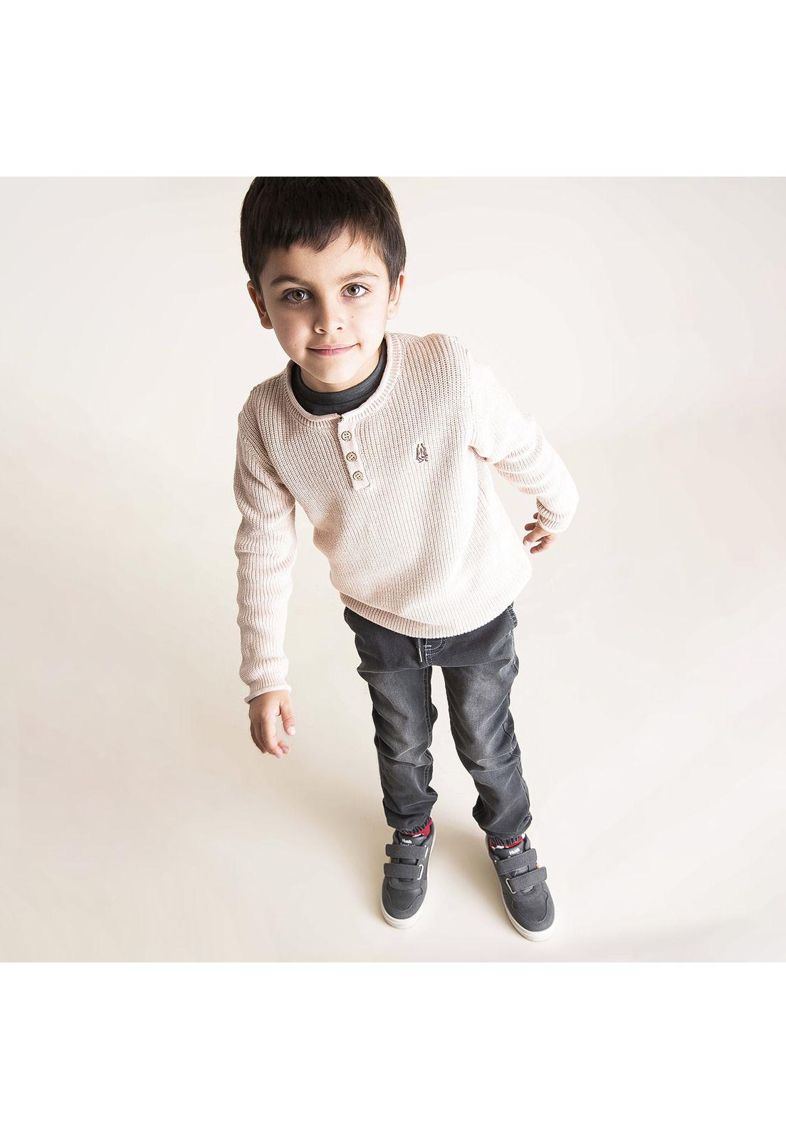 Jeans Niño Elastico Gris-0