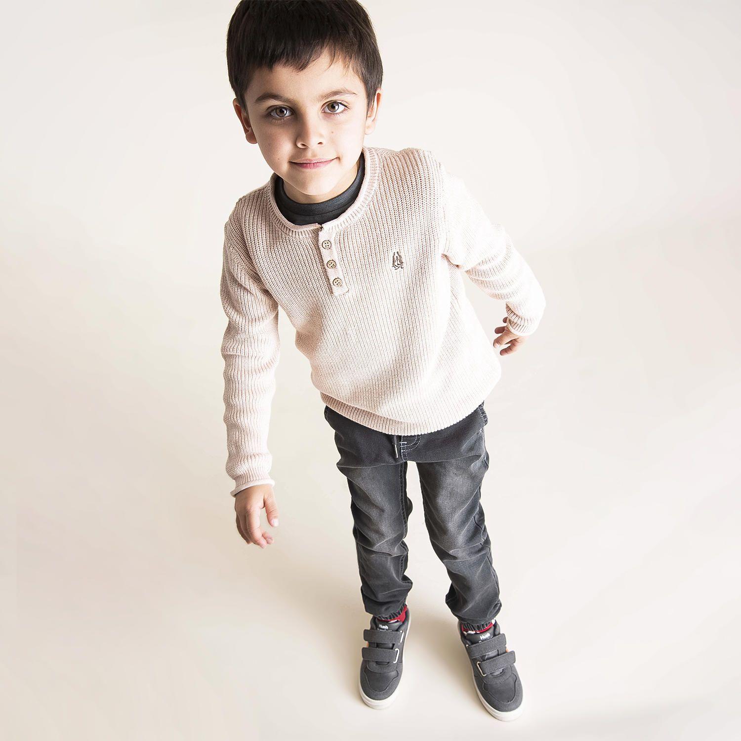 Jeans Niño Elastico Gris-0