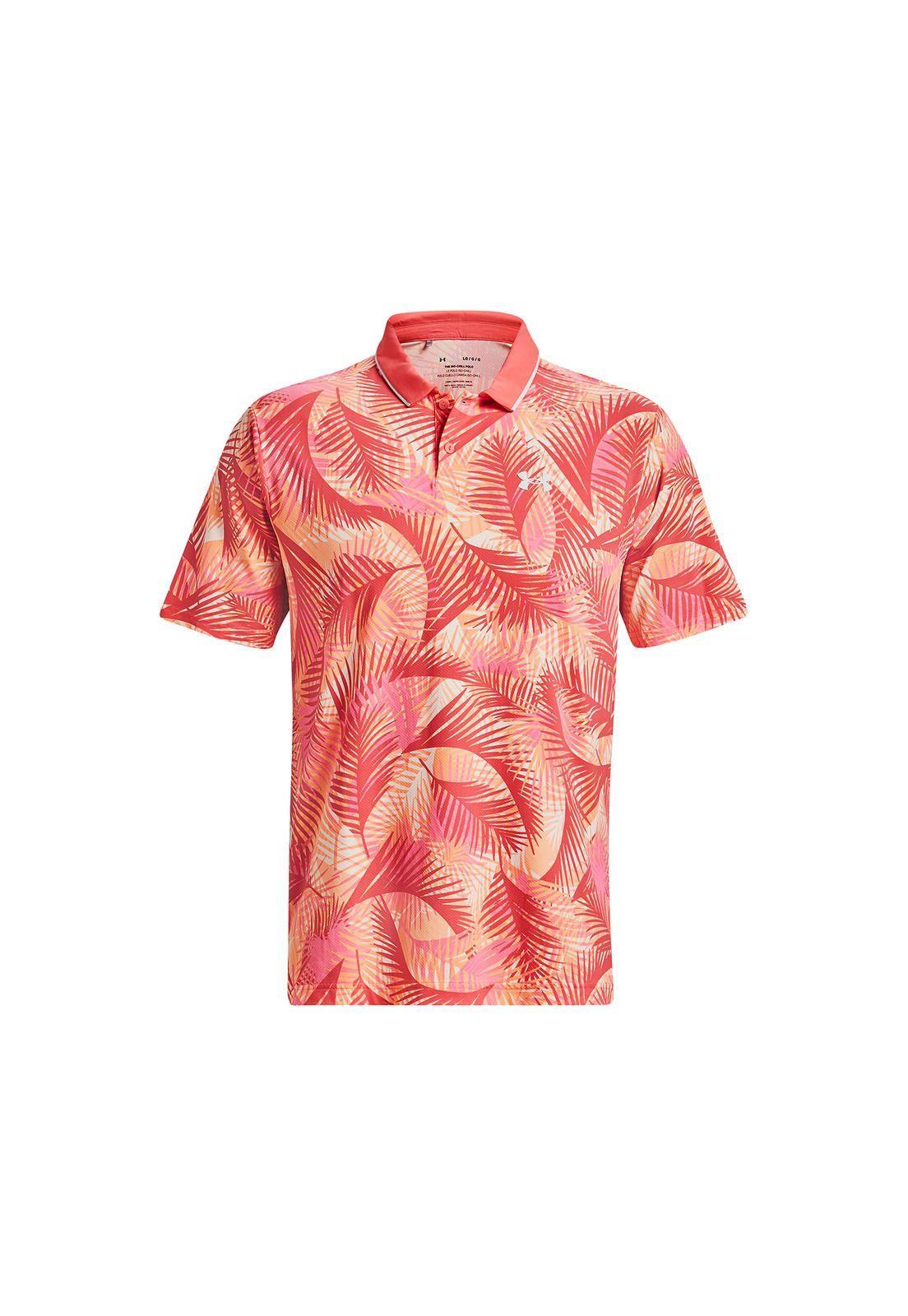 Polo Running Iso-Chill Graphic Palm Naranja Hombre-0