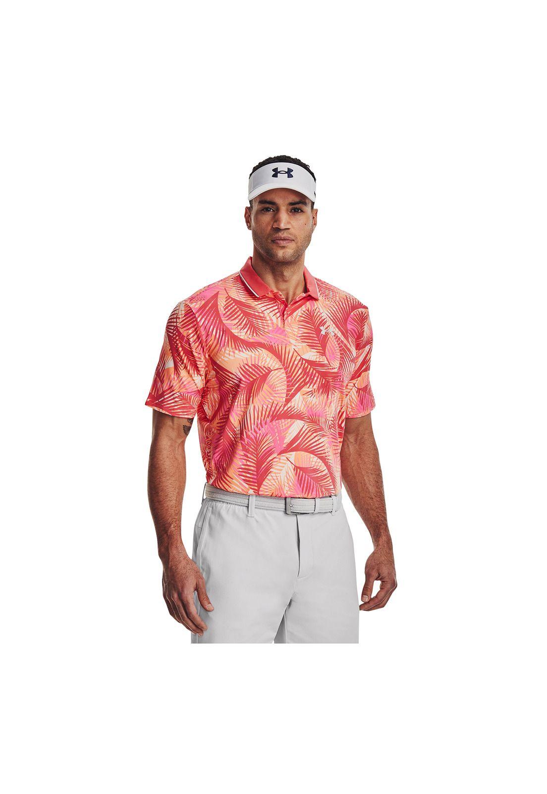 Polo Running Iso-Chill Graphic Palm Naranja Hombre-3