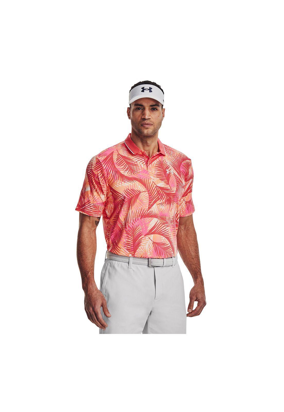 Polo Running Iso-Chill Graphic Palm Naranja Hombre-3
