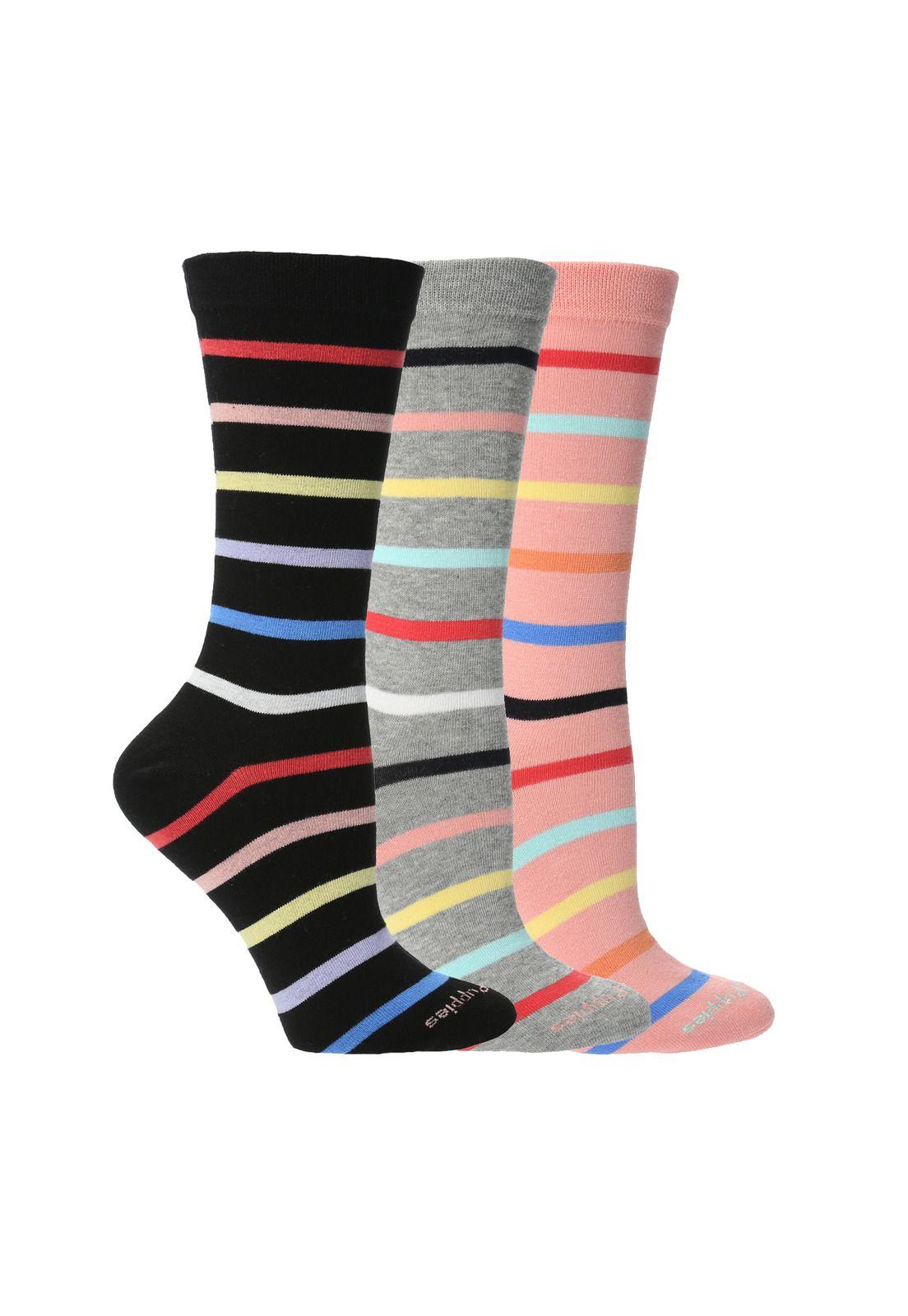 Pack 3 Calcetines Hplinecuff Gris Mujer-0