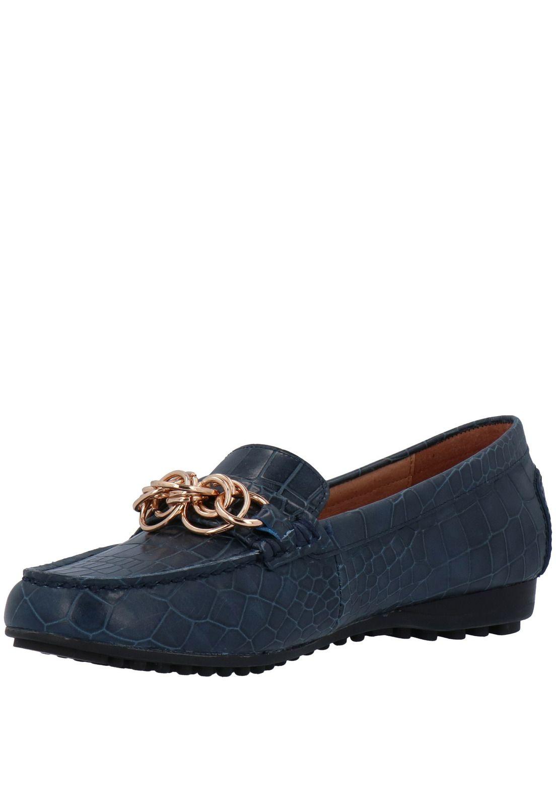 Mocasin Mujer Cuero Aretha Azul-3