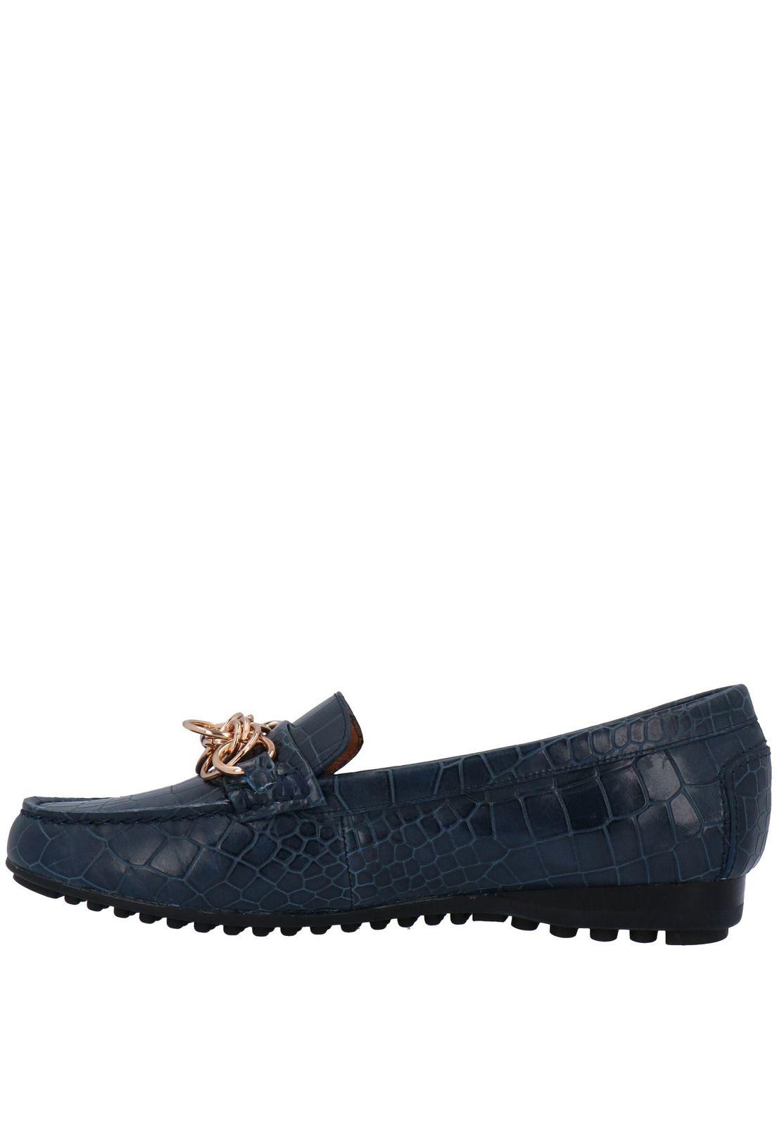 Mocasin Mujer Cuero Aretha Azul-4