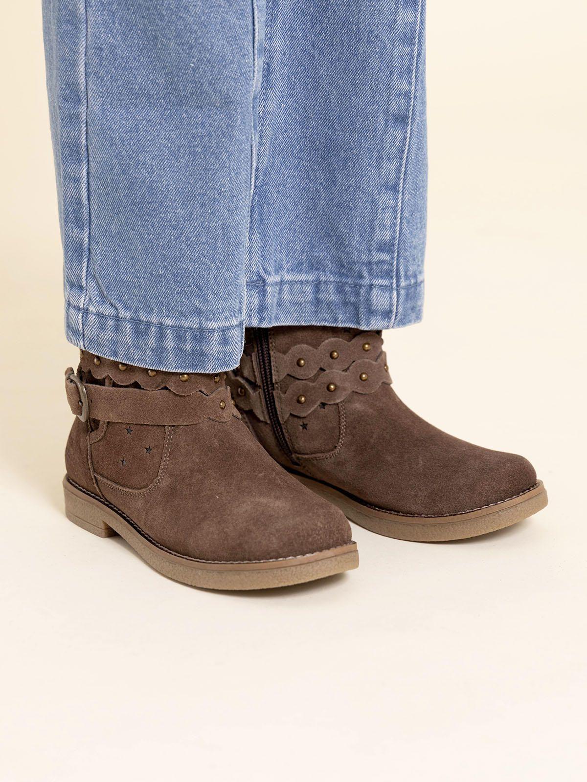 Botin Cuero Odessa Niña Café-1