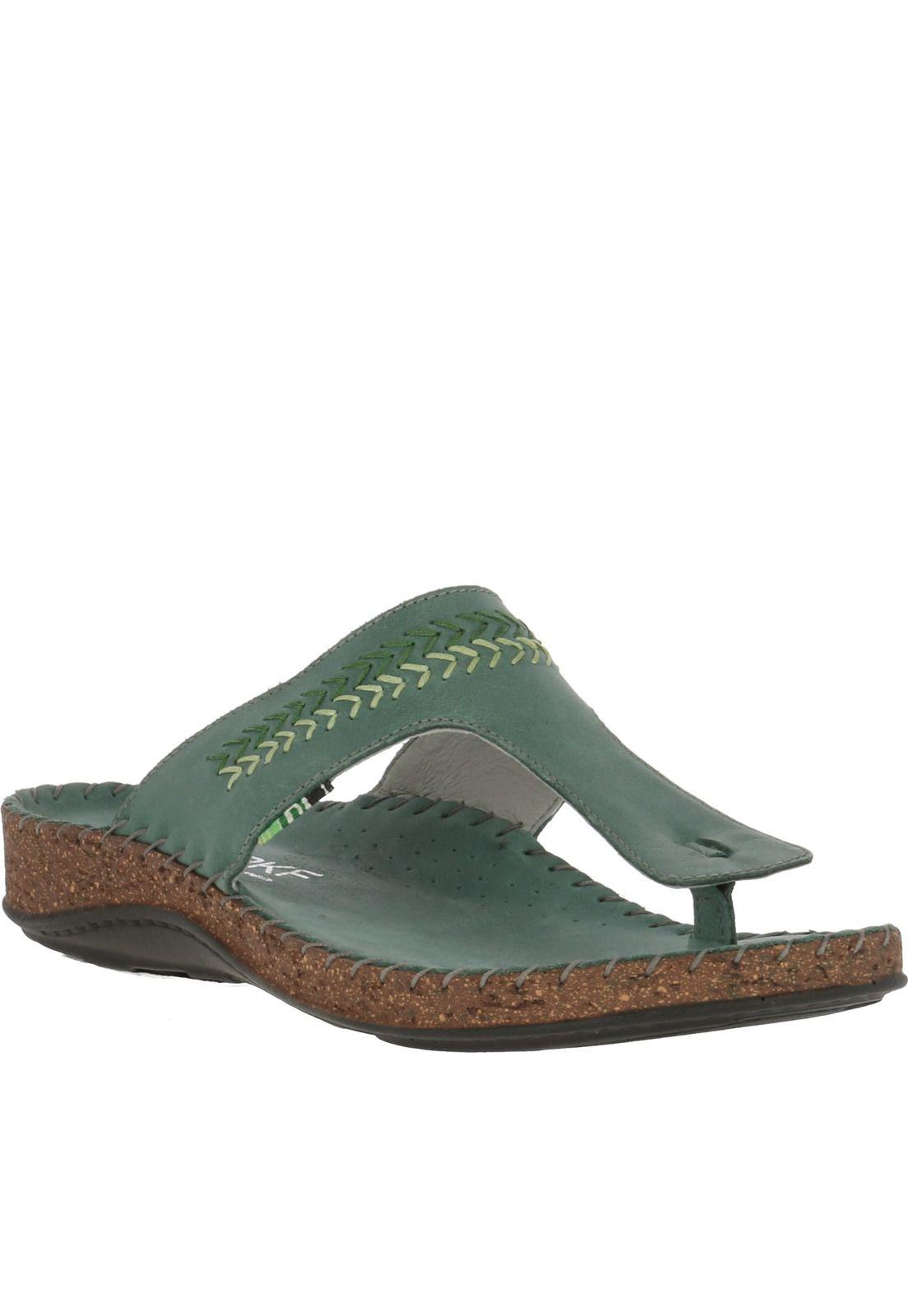 Sandalia Cuero Happy Verde Mujer-0