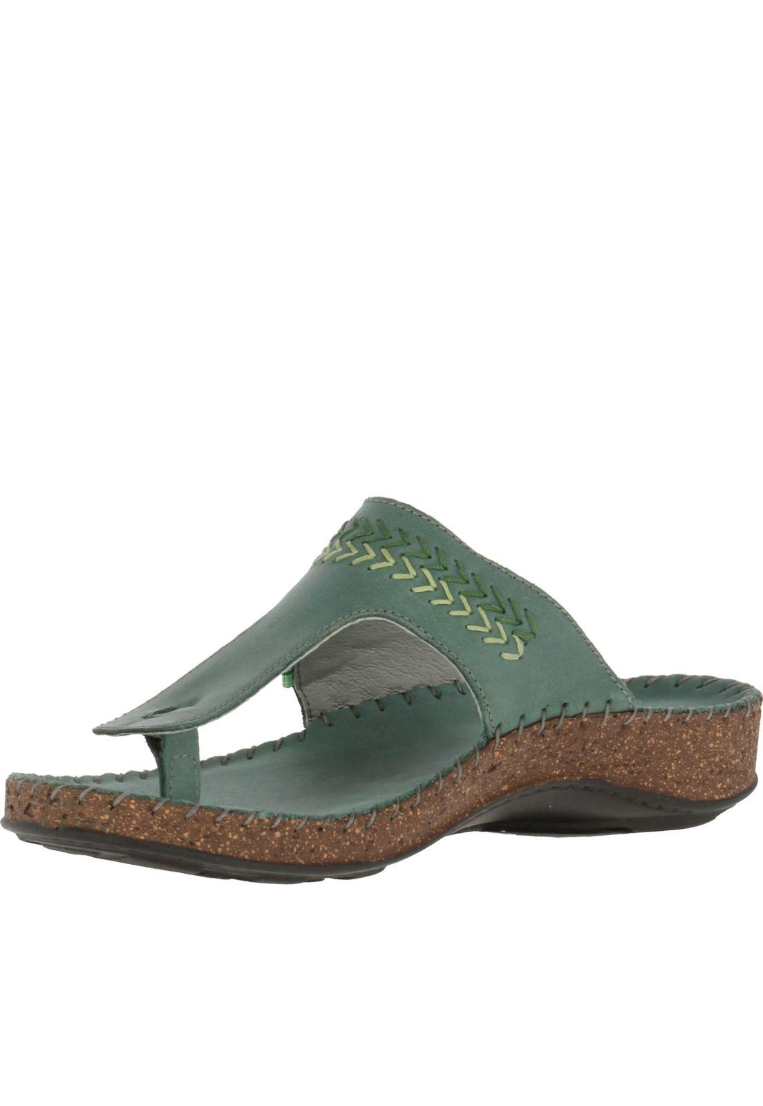 Sandalia Cuero Happy Verde Mujer-1