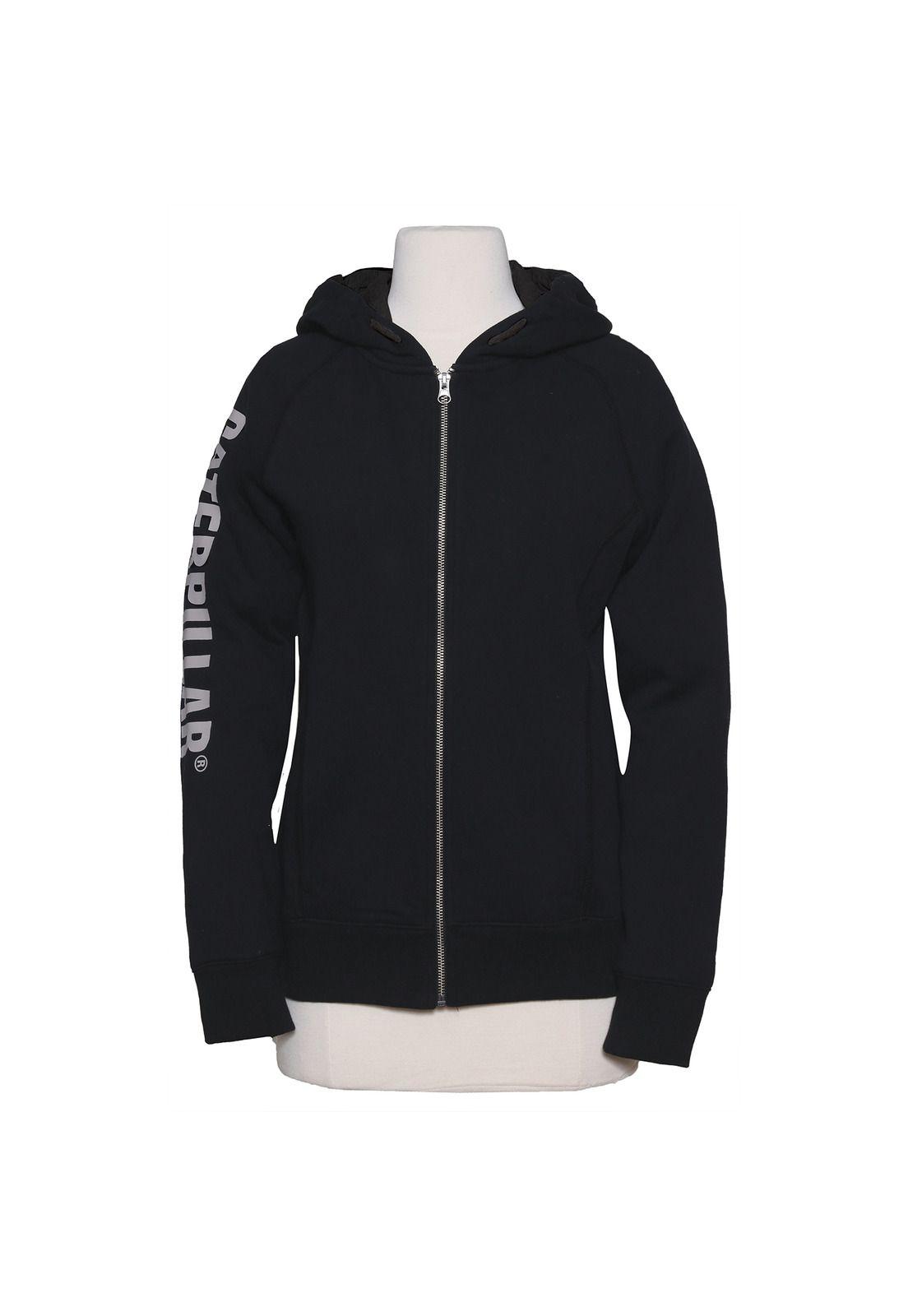 Polerón Mujer Zinnia Full Zip Banner Hoodie Algodón Negro-1