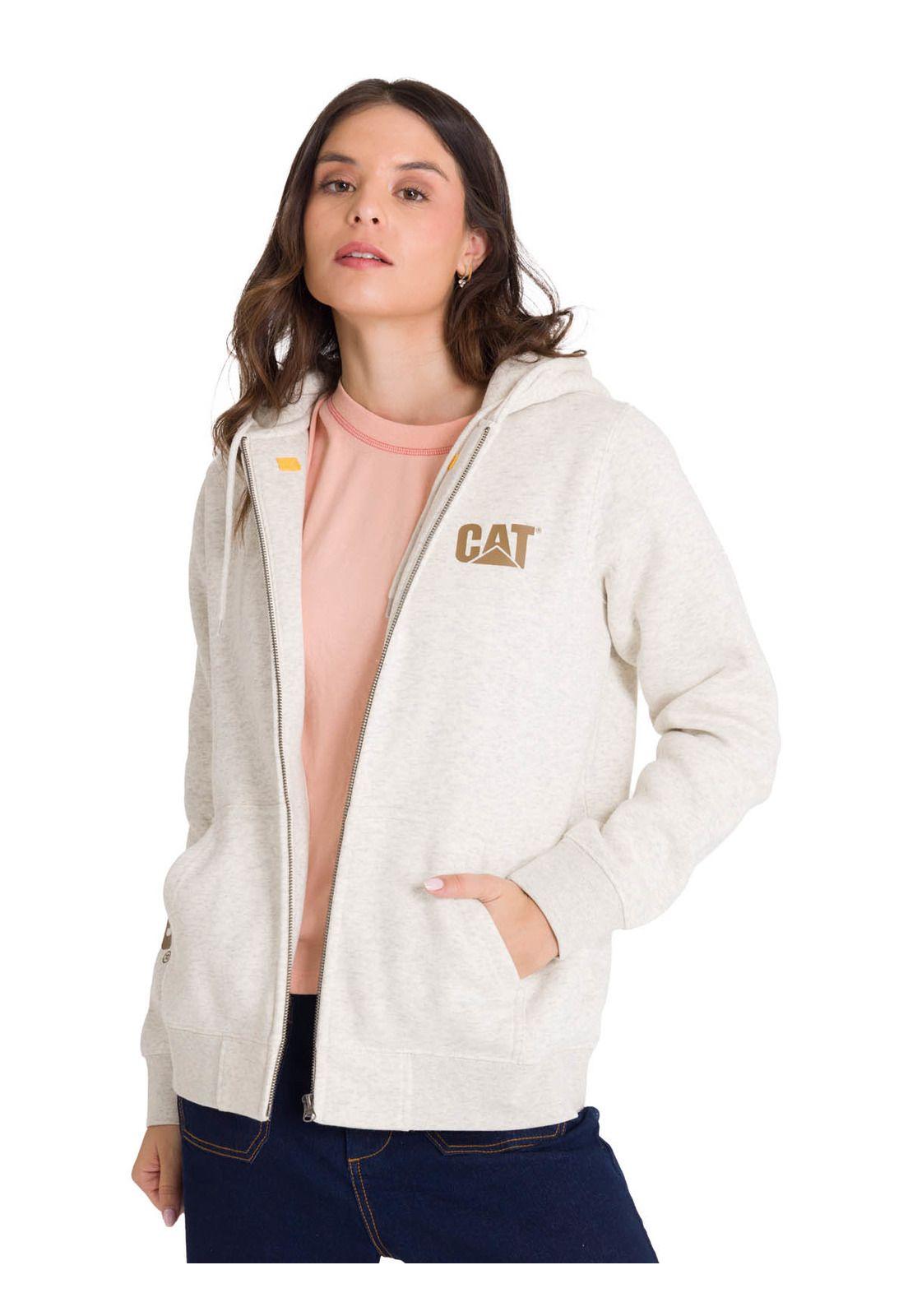 Polerón Full Zip Trademark Banner Mujer Beige-0