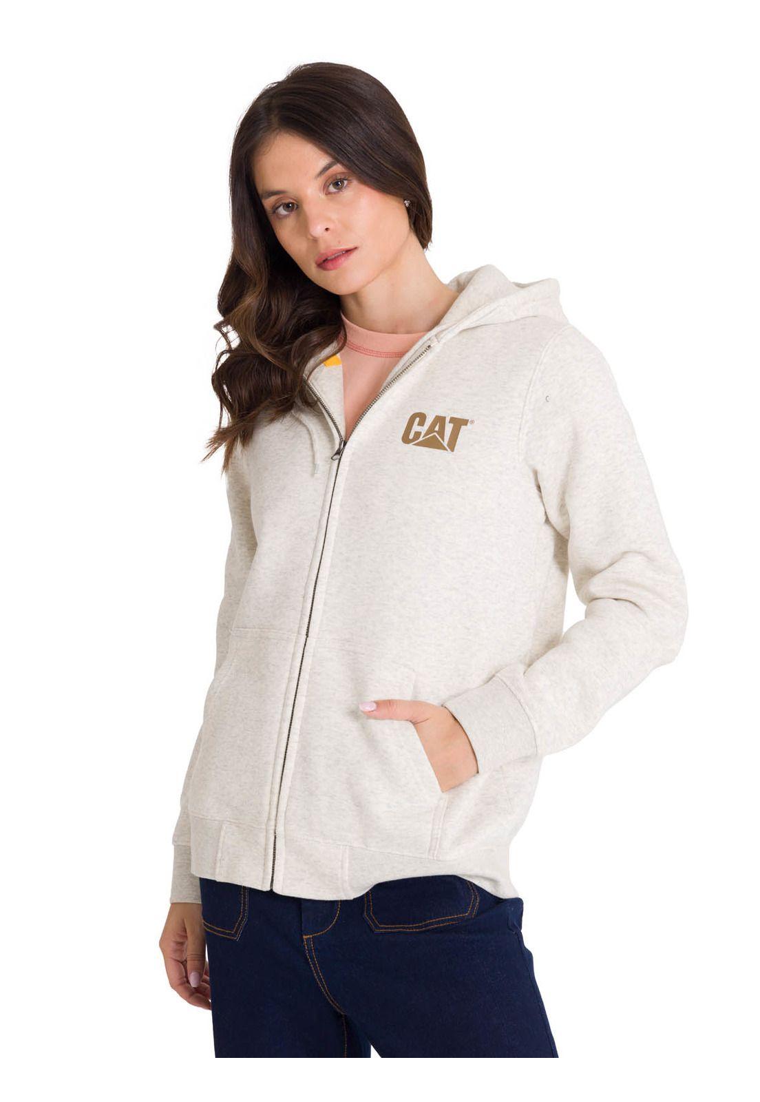 Polerón Full Zip Trademark Banner Mujer Beige-1