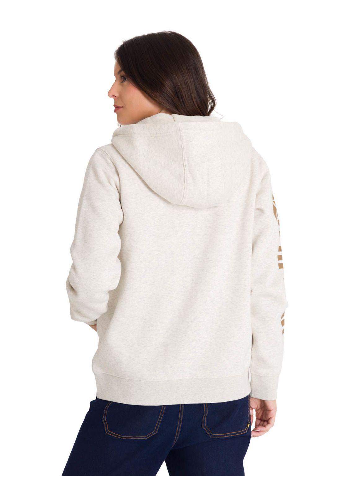 Polerón Full Zip Trademark Banner Mujer Beige-4