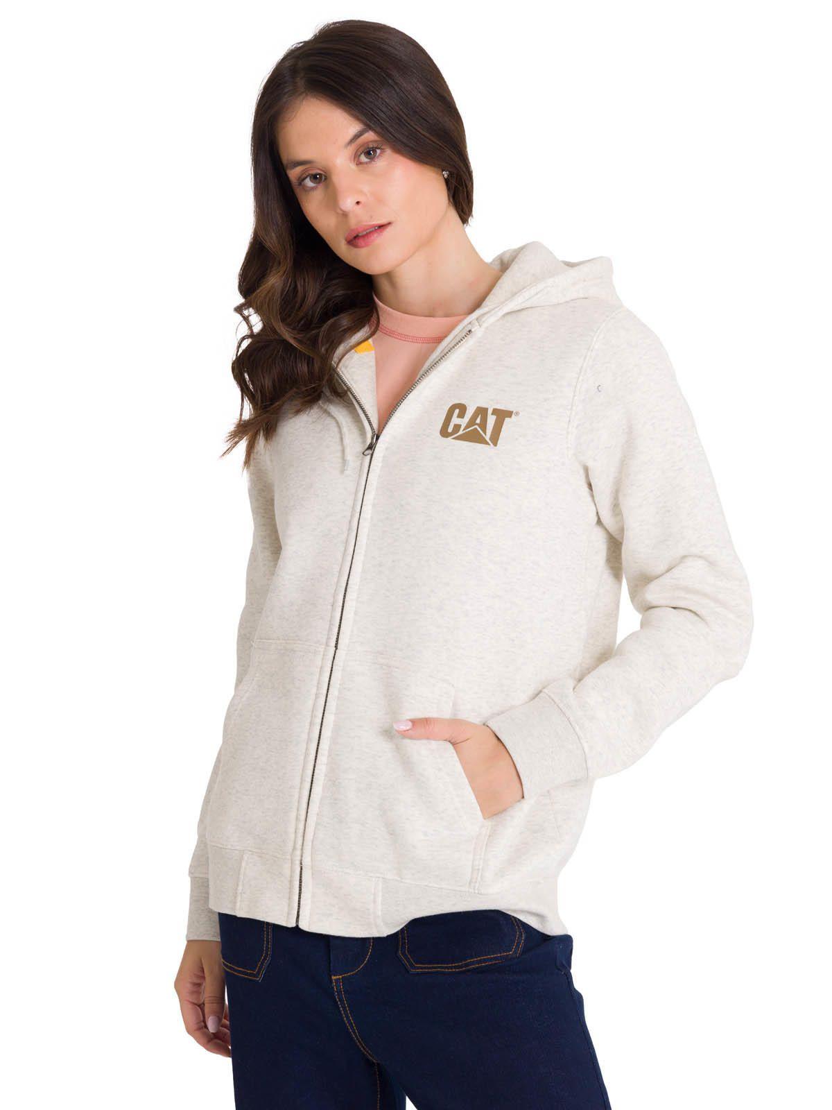 Polerón Full Zip Trademark Banner Mujer Beige-1