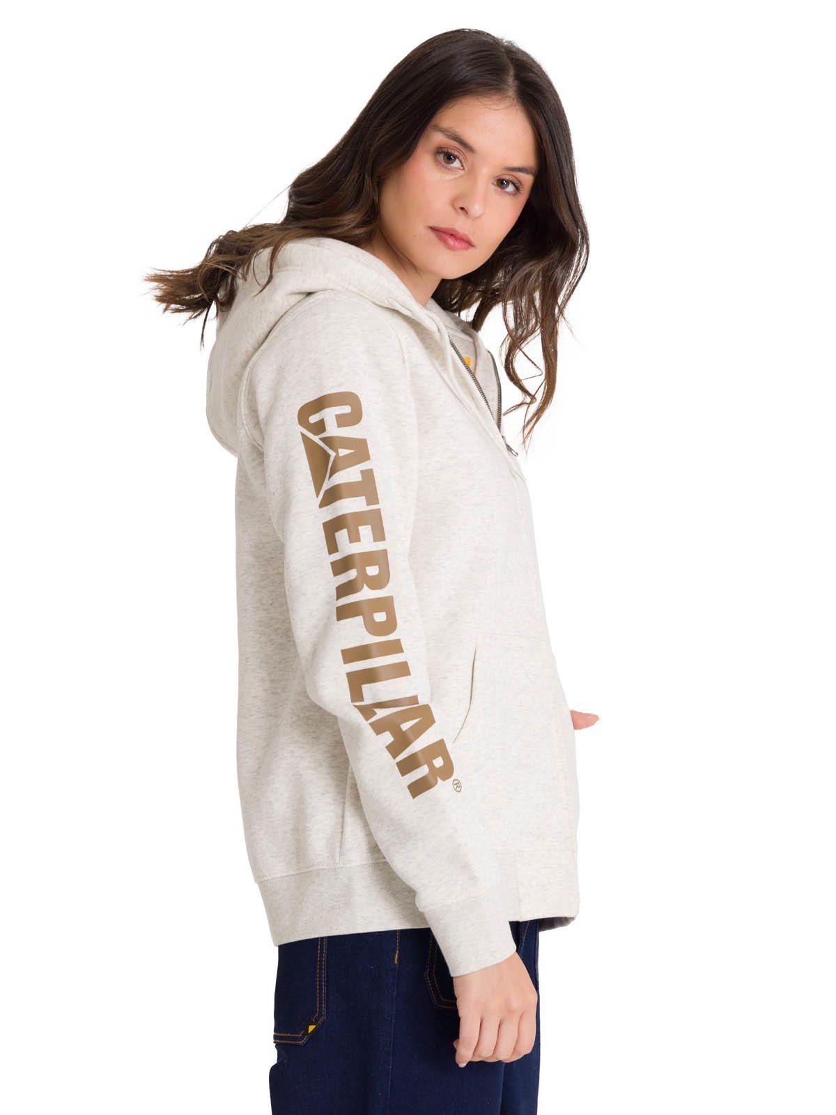 Polerón Full Zip Trademark Banner Mujer Beige-3