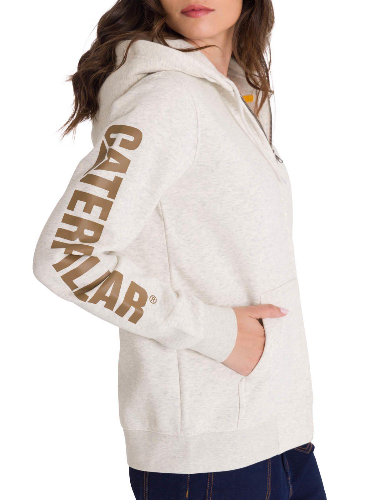 Polerón Full Zip Trademark Banner Mujer Beige-5