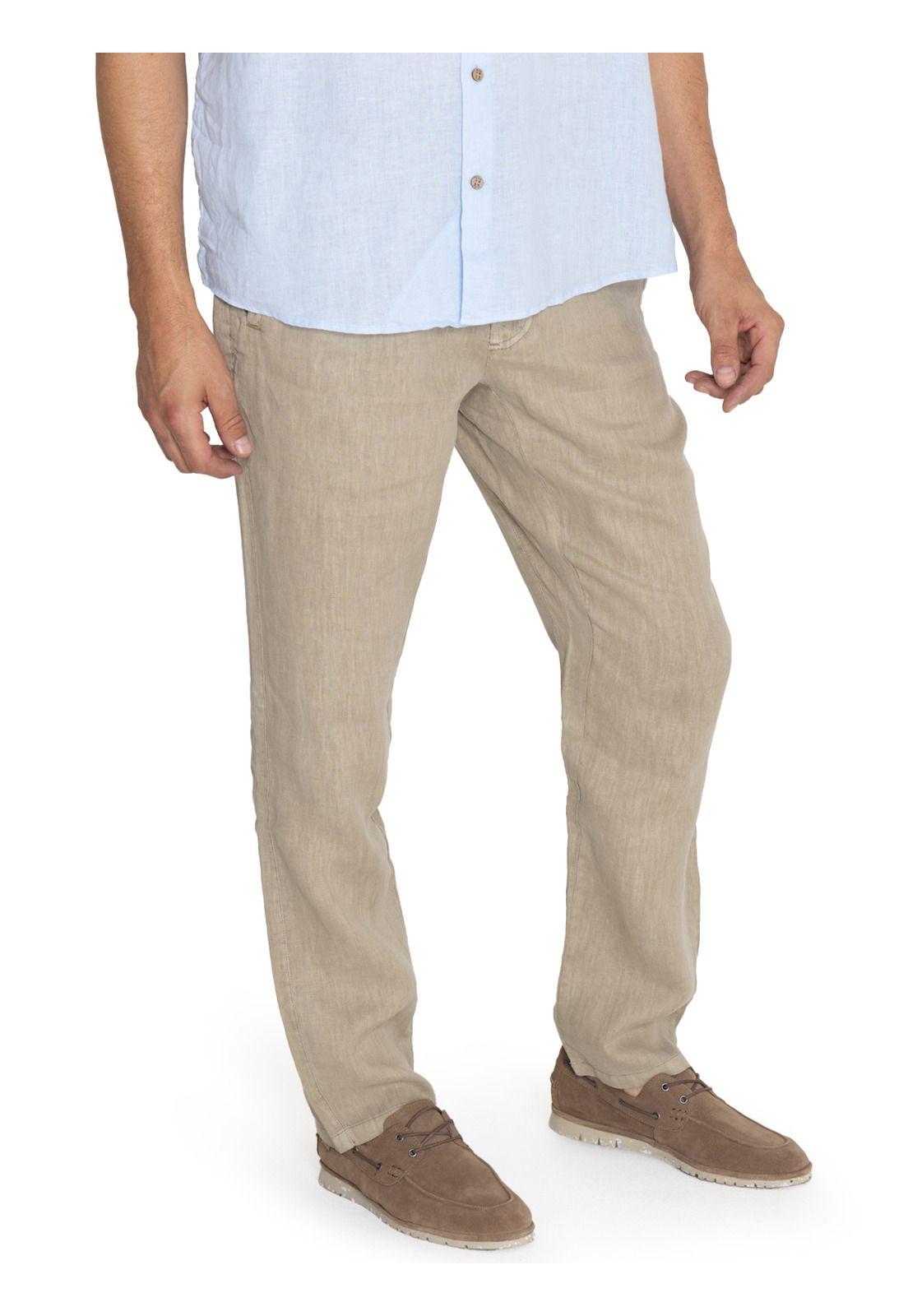 Pantalón Lino Orgánico Café Lisboa Hombre -4
