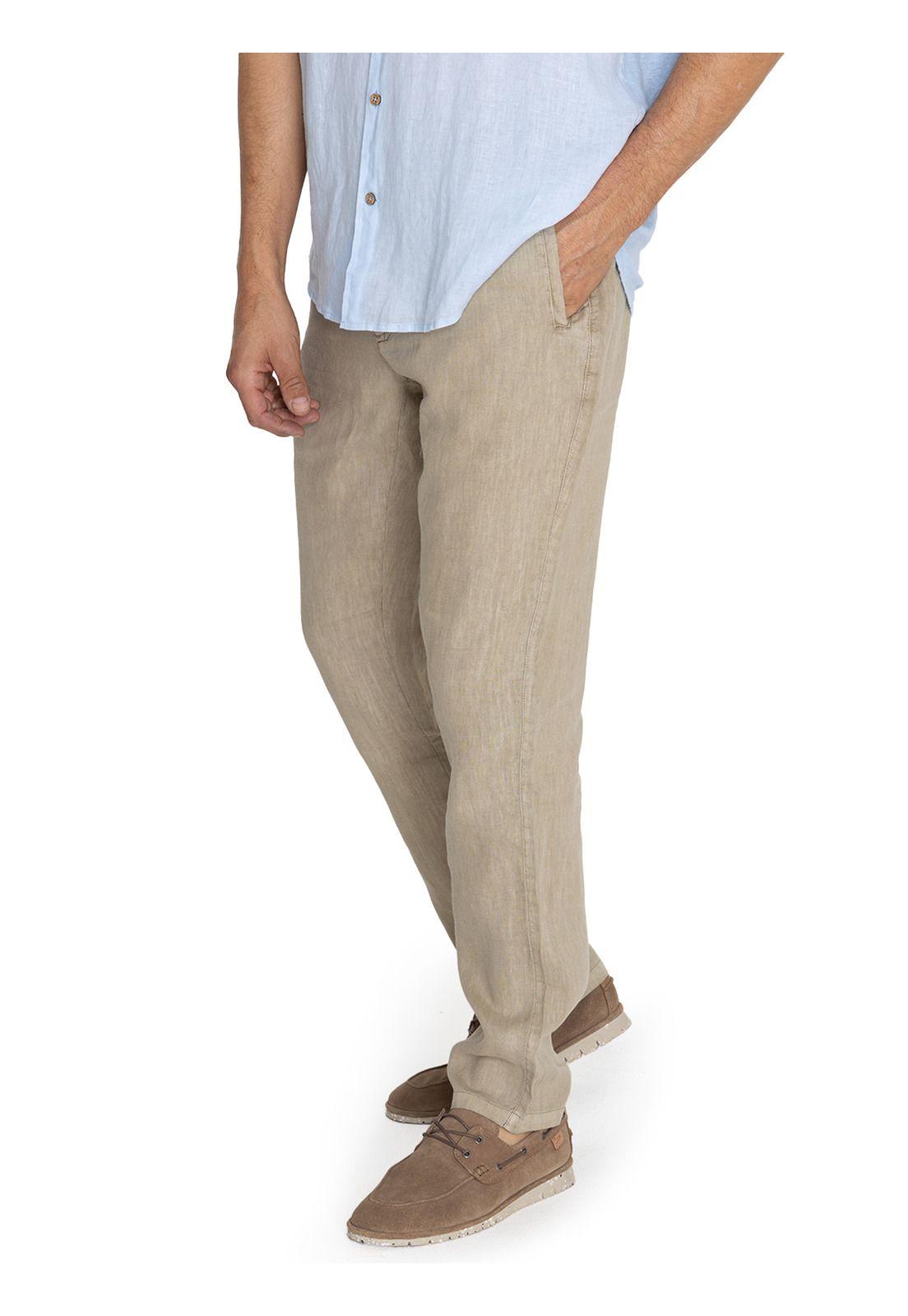 Pantalón Lino Orgánico Café Lisboa Hombre -5