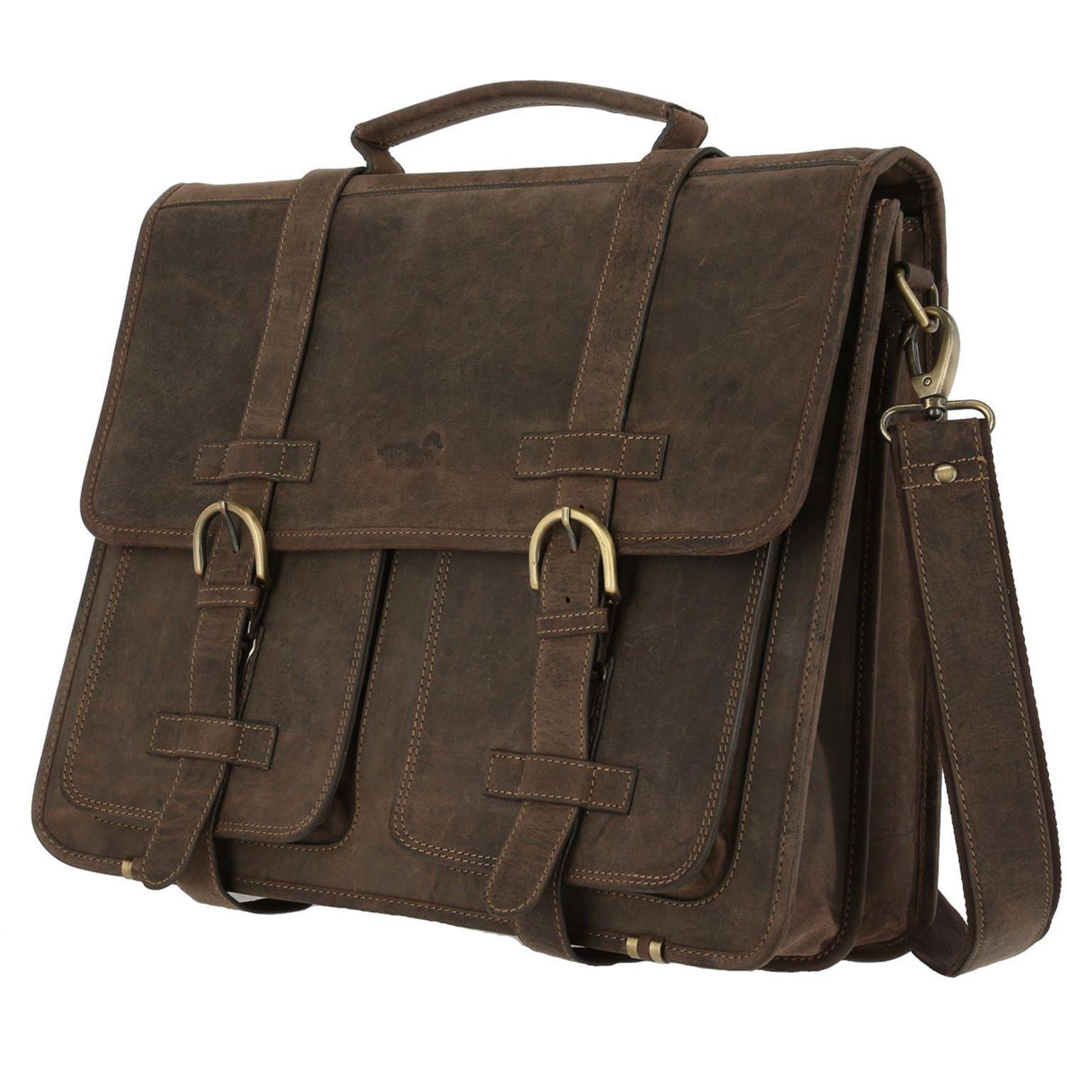 Maletín Cuero Hombre Ks Pocket Café-1