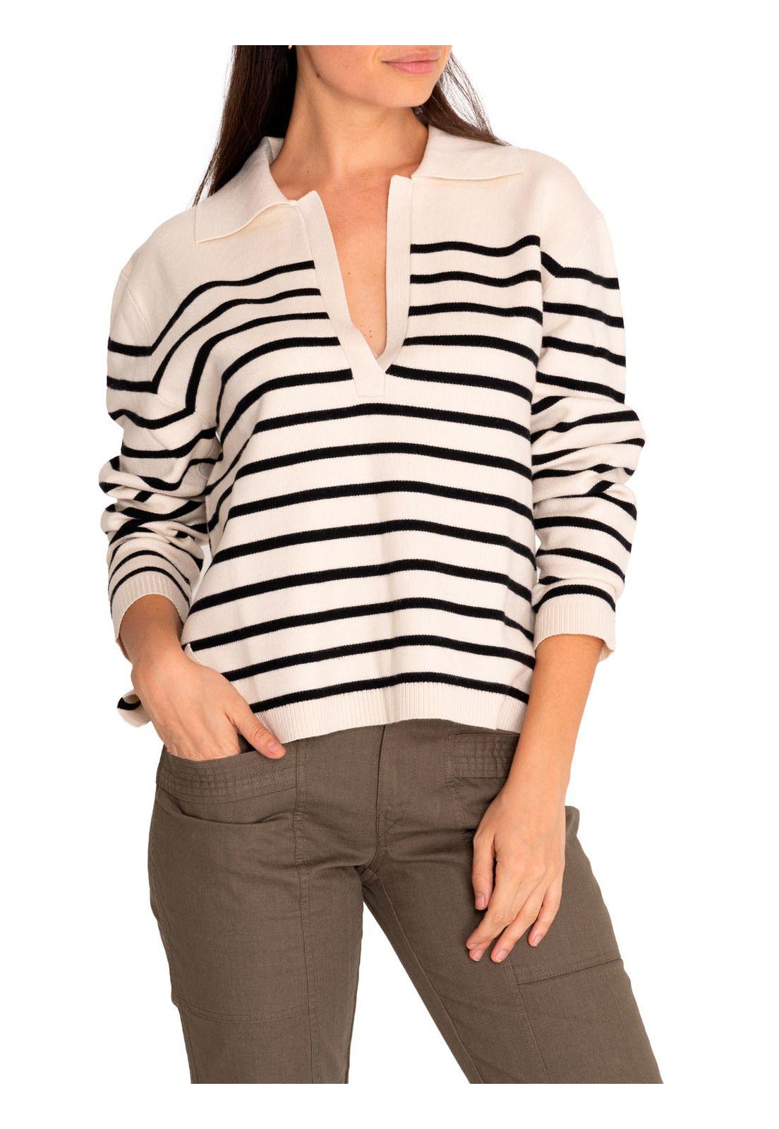 Sweater Fibras Recicladas Mujer Rosa Blanco-4