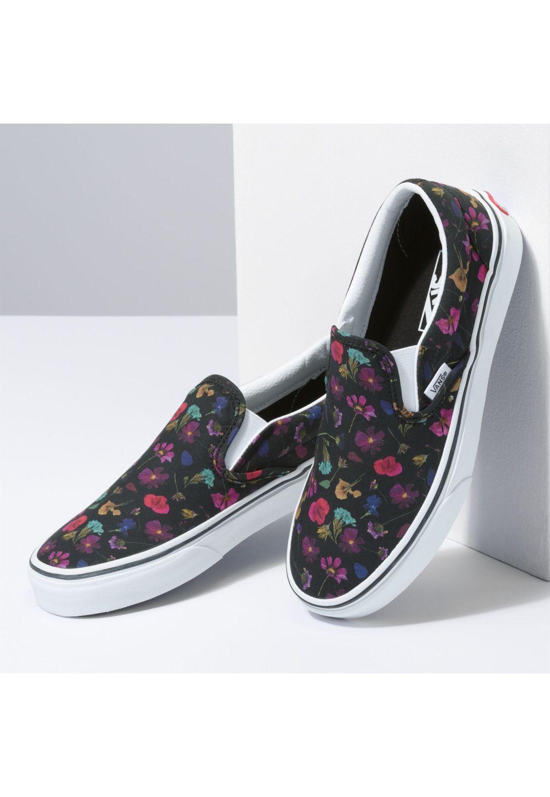 Zapatilla Classic Slip-On Pressed Floral Negro-2