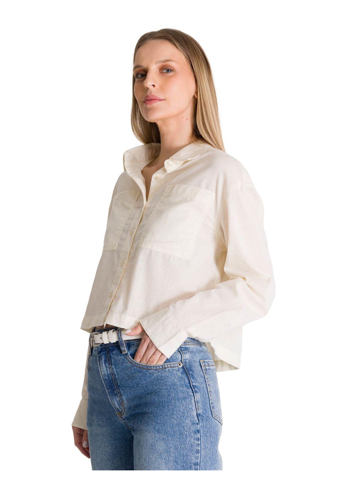 Camisa Manga Larga Mujer Lightweight Cropped Blanco-1