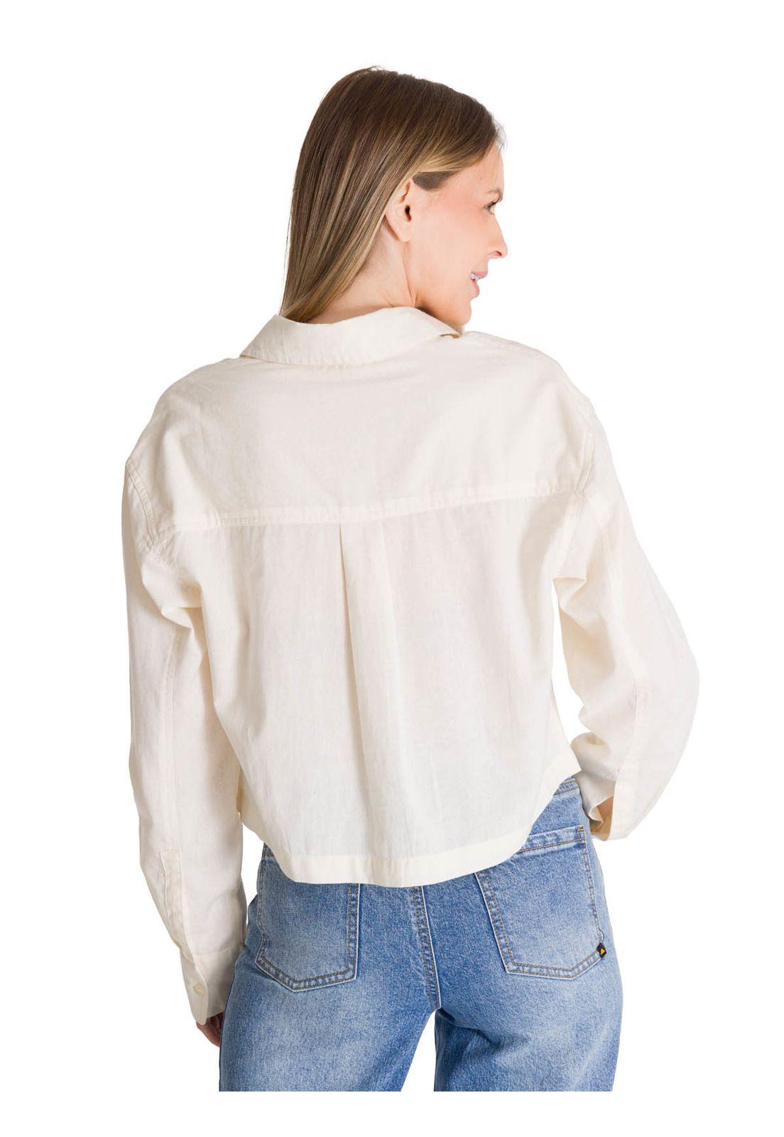 Camisa Manga Larga Mujer Lightweight Cropped Blanco-3
