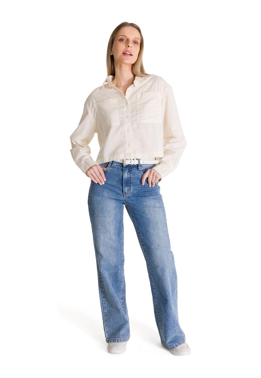 Camisa Manga Larga Mujer Lightweight Cropped Blanco-5