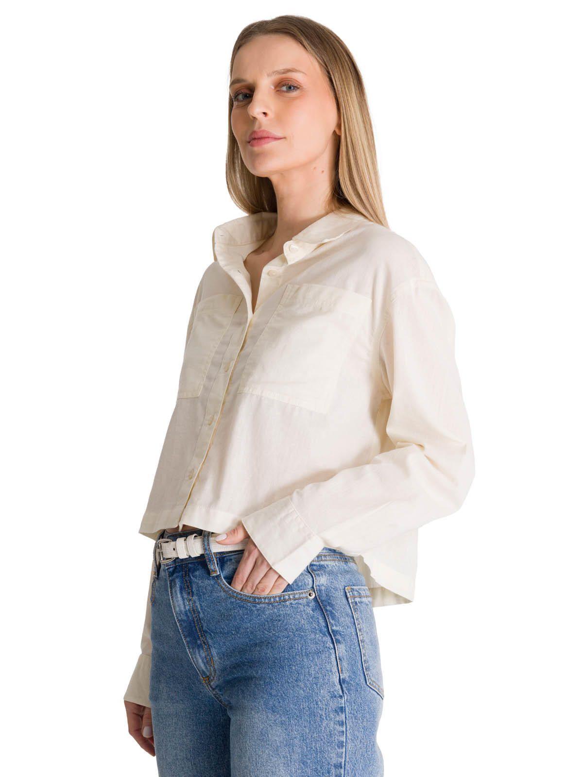 Camisa Manga Larga Mujer Lightweight Cropped Blanco-1