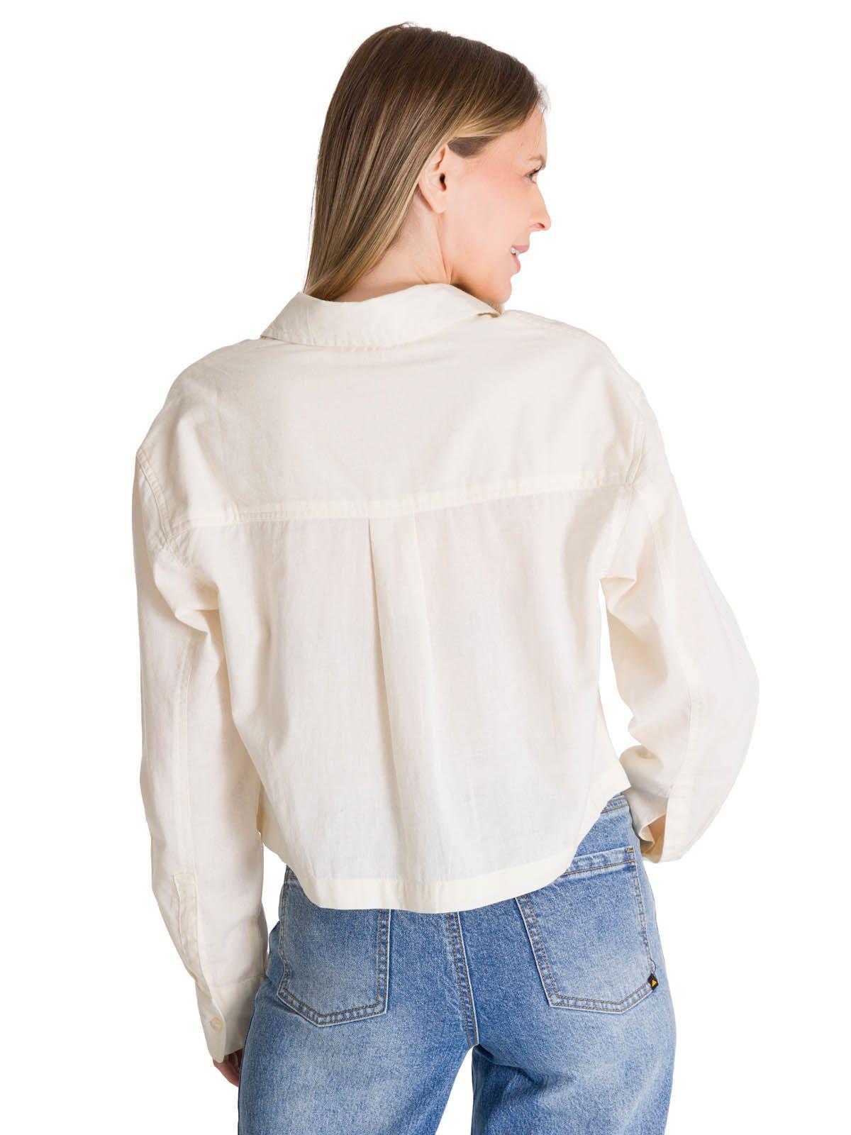 Camisa Manga Larga Mujer Lightweight Cropped Blanco-3