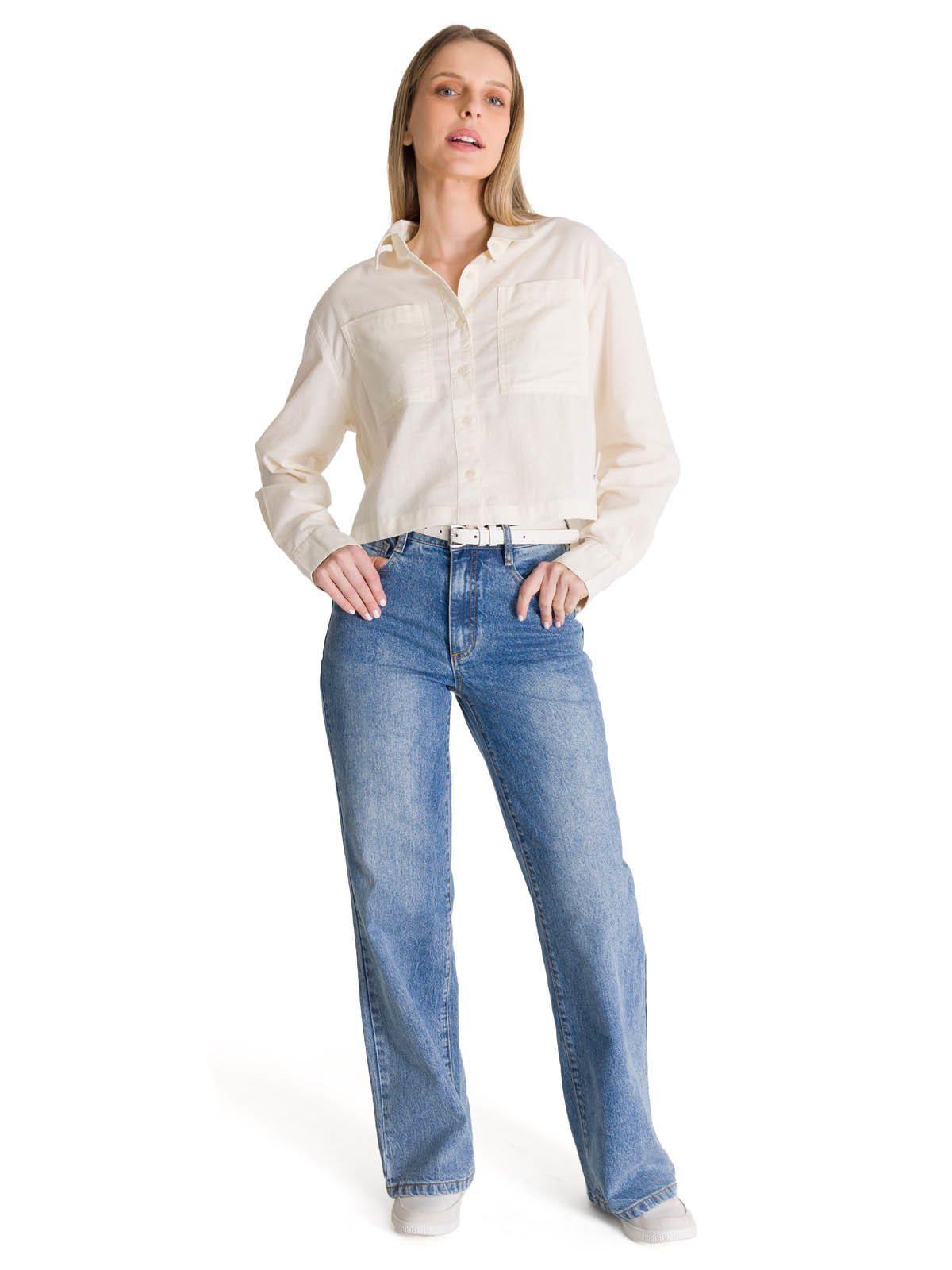 Camisa Manga Larga Mujer Lightweight Cropped Blanco-5