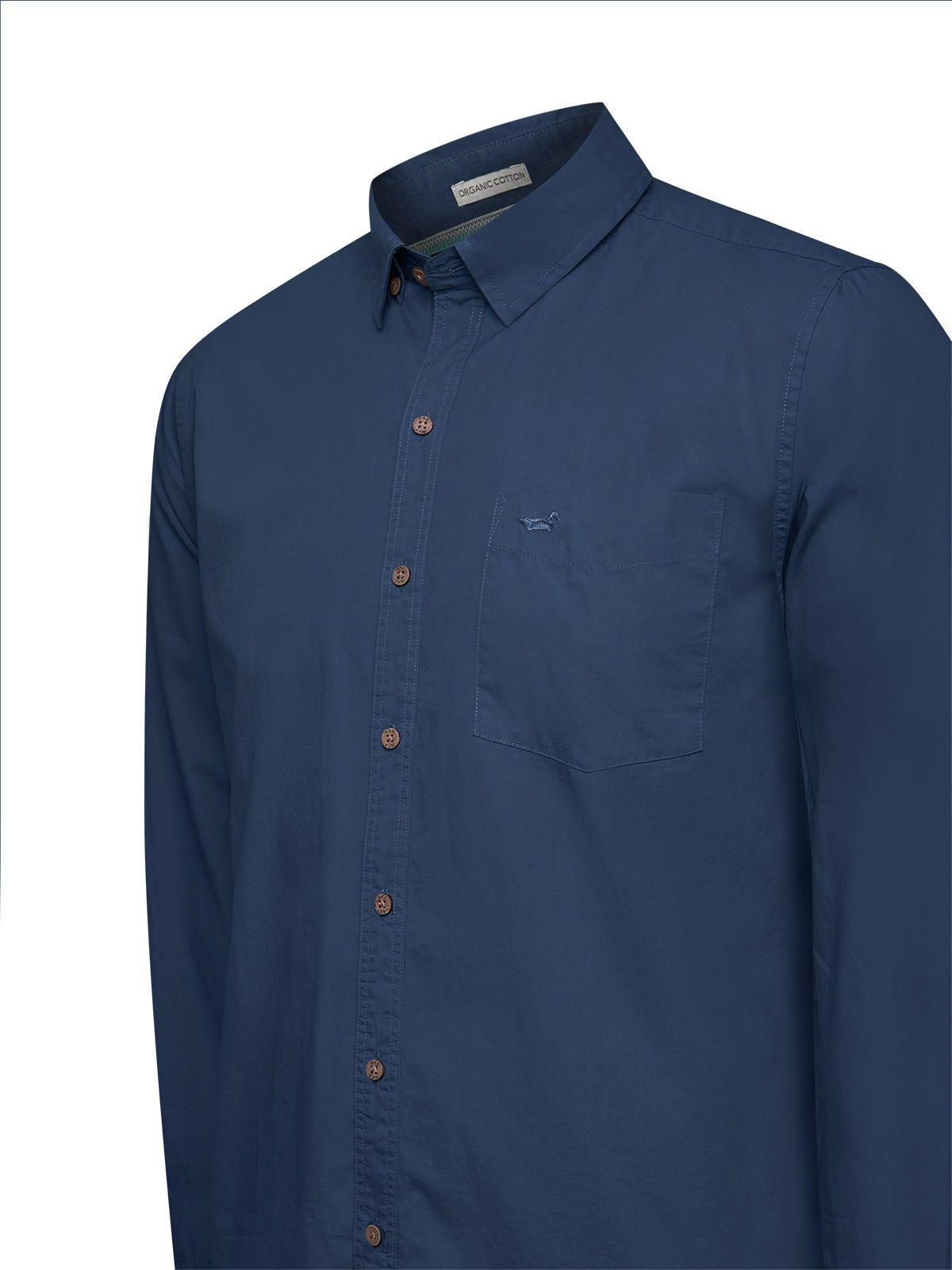 Camisa Algodón Orgánico Azul Hombre Galiton-3