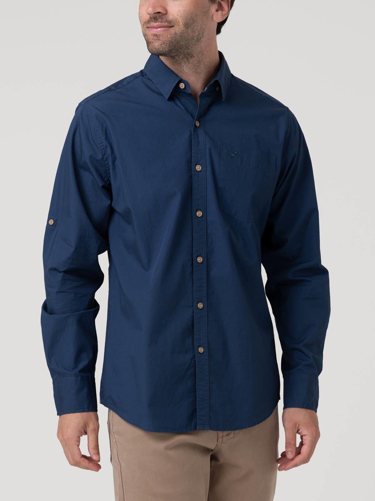 Camisa Algodón Orgánico Azul Hombre Galiton-4