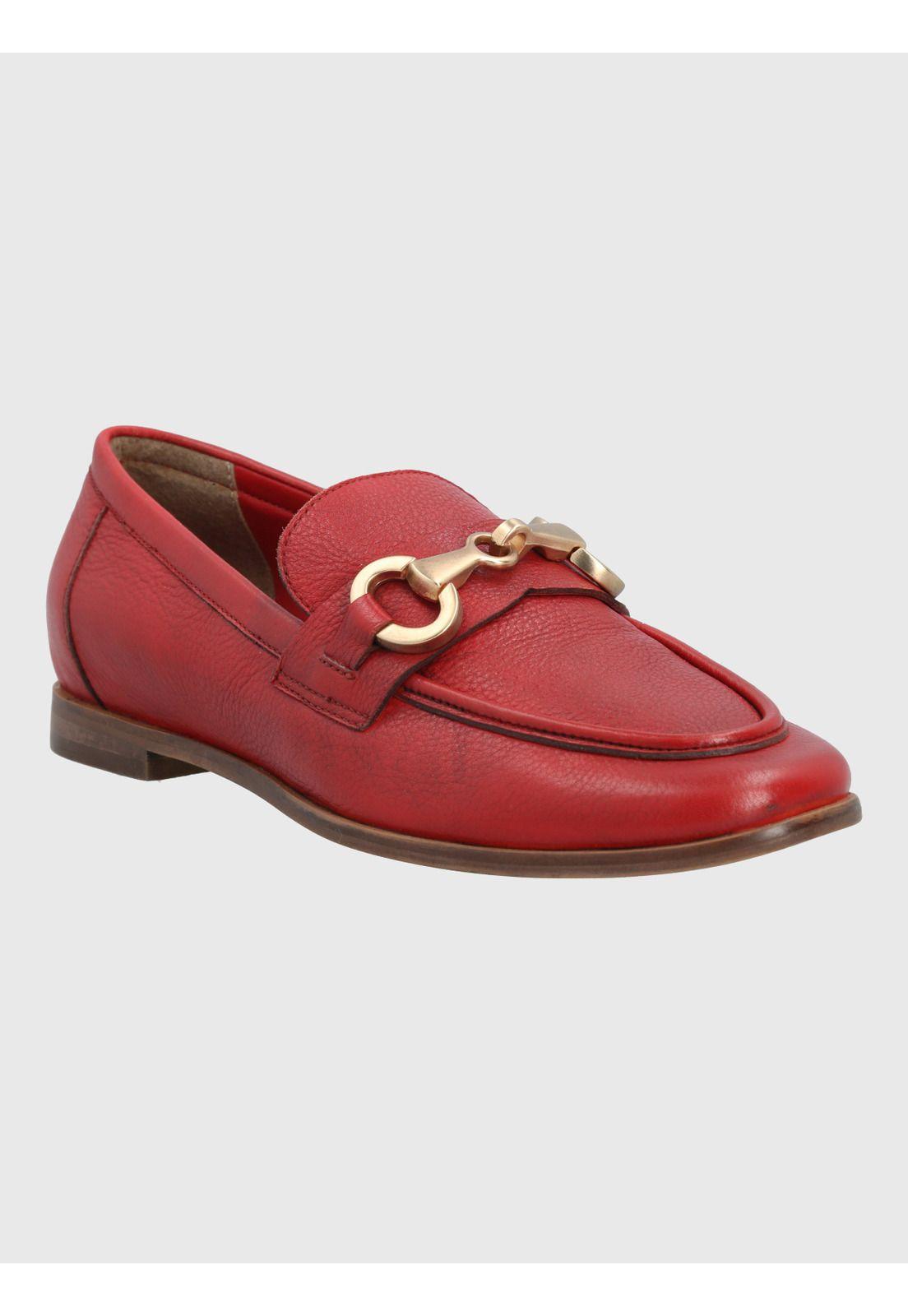 Mocasin Cuero Mujer Poplin Rojo-0