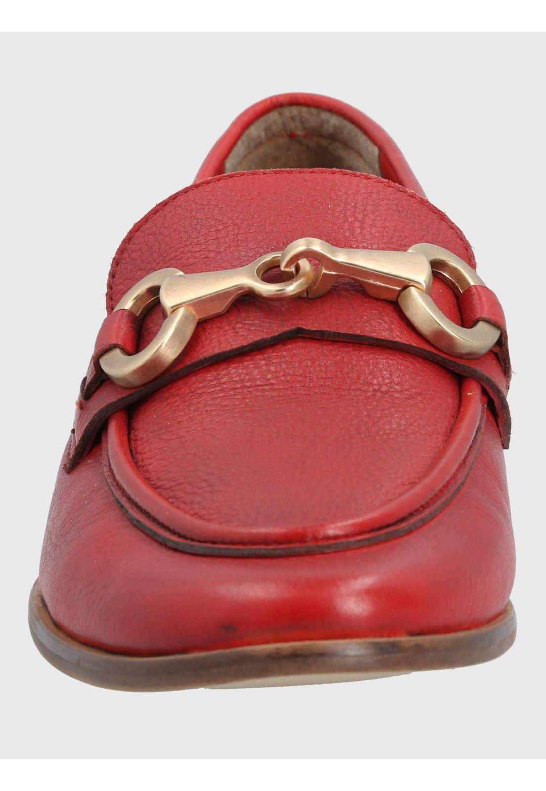 Mocasin Cuero Mujer Poplin Rojo-3