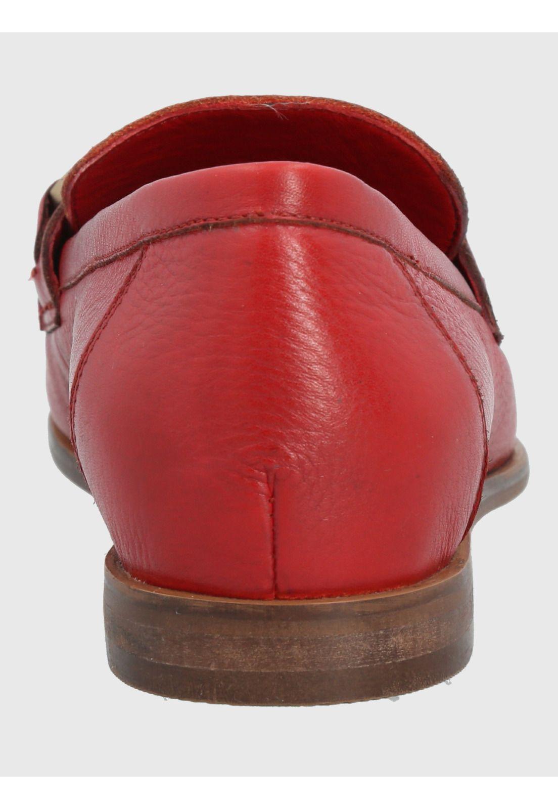 Mocasin Cuero Mujer Poplin Rojo-5