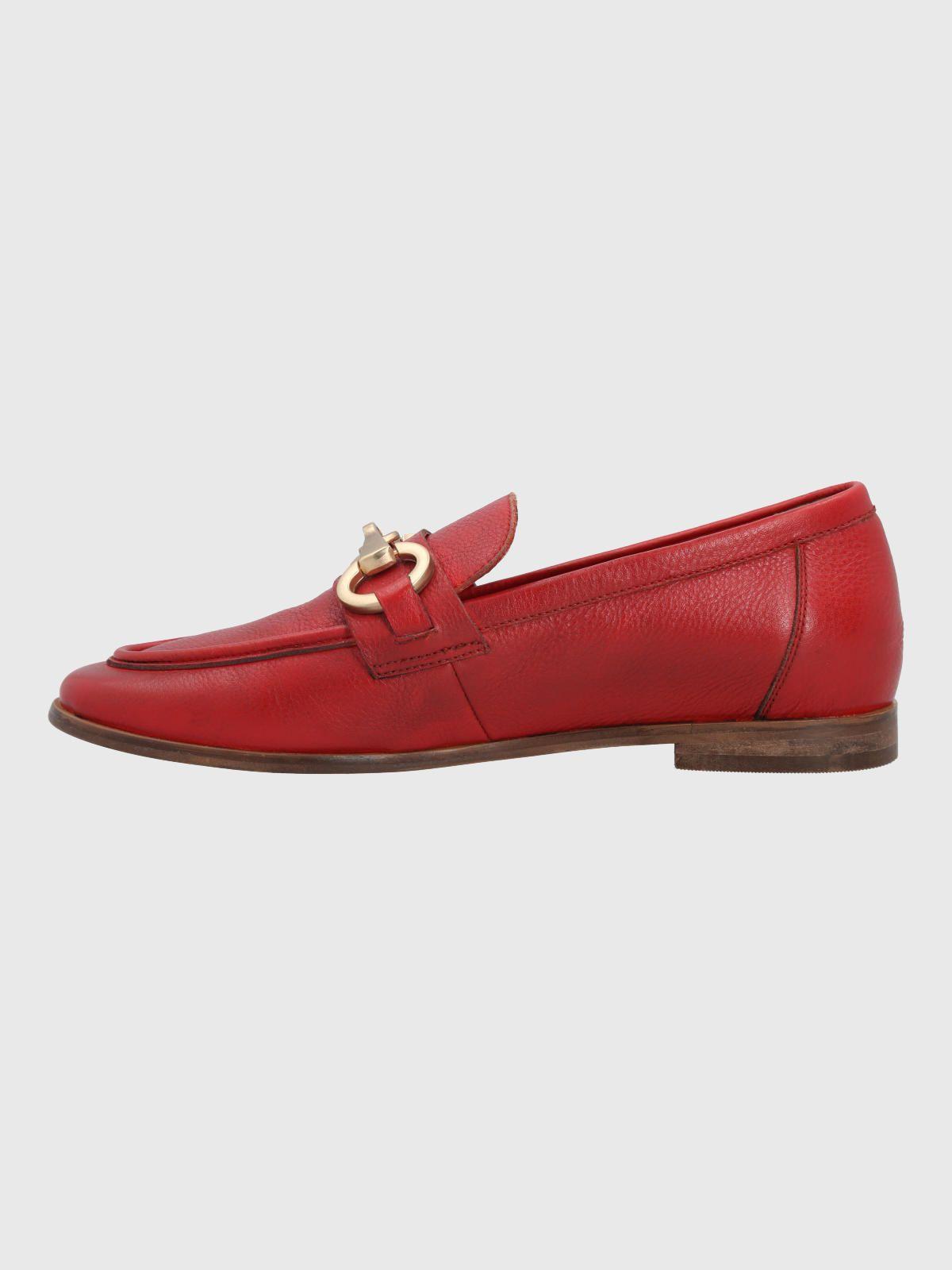 Mocasin Cuero Mujer Poplin Rojo-4